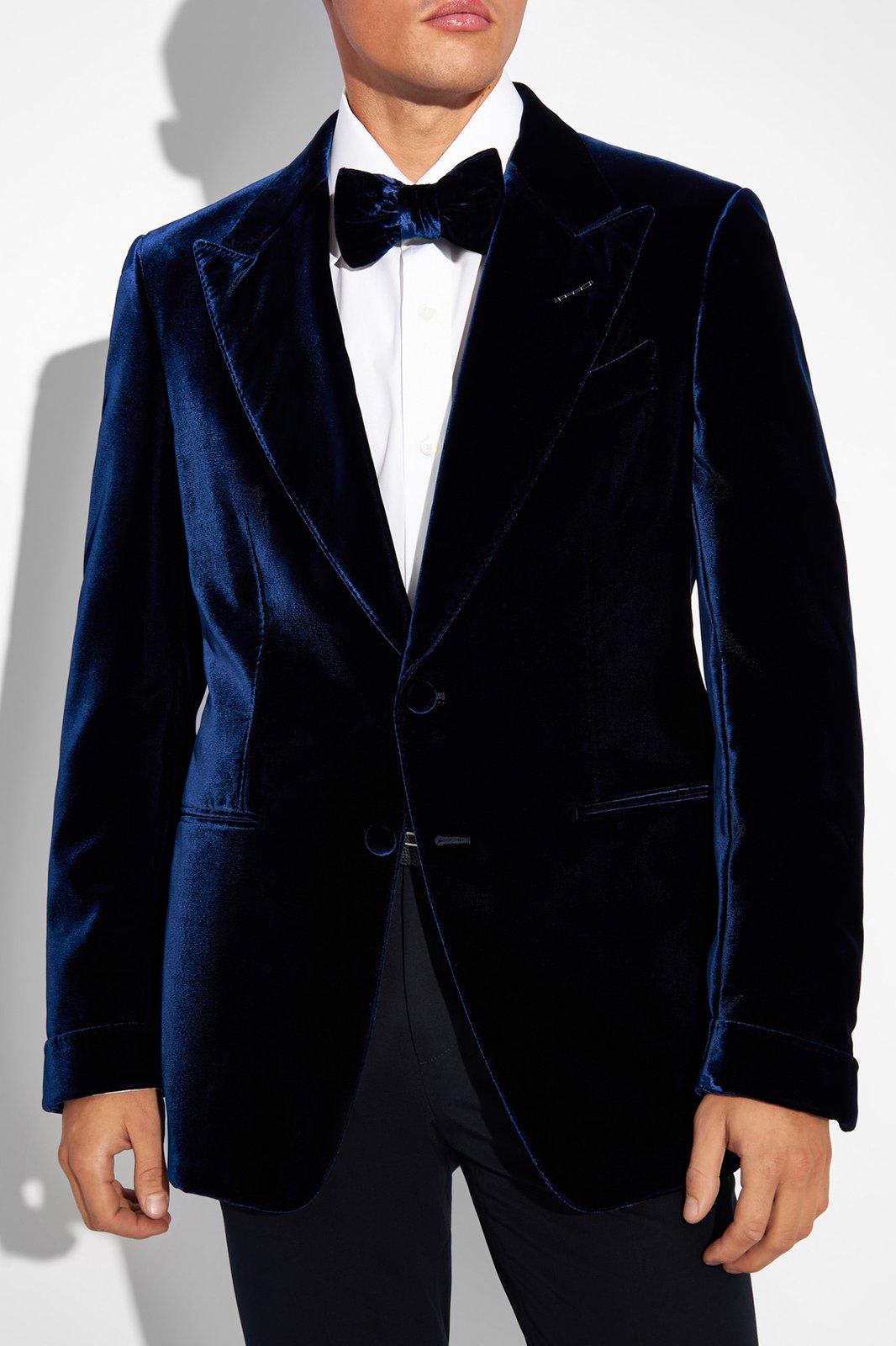 Shop Tom Ford Single-breasted Velvet Jacket In Blue