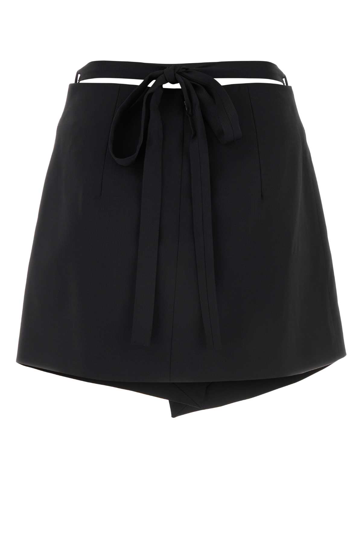 Shop Patou Black Stretch Wool Mini Skirt