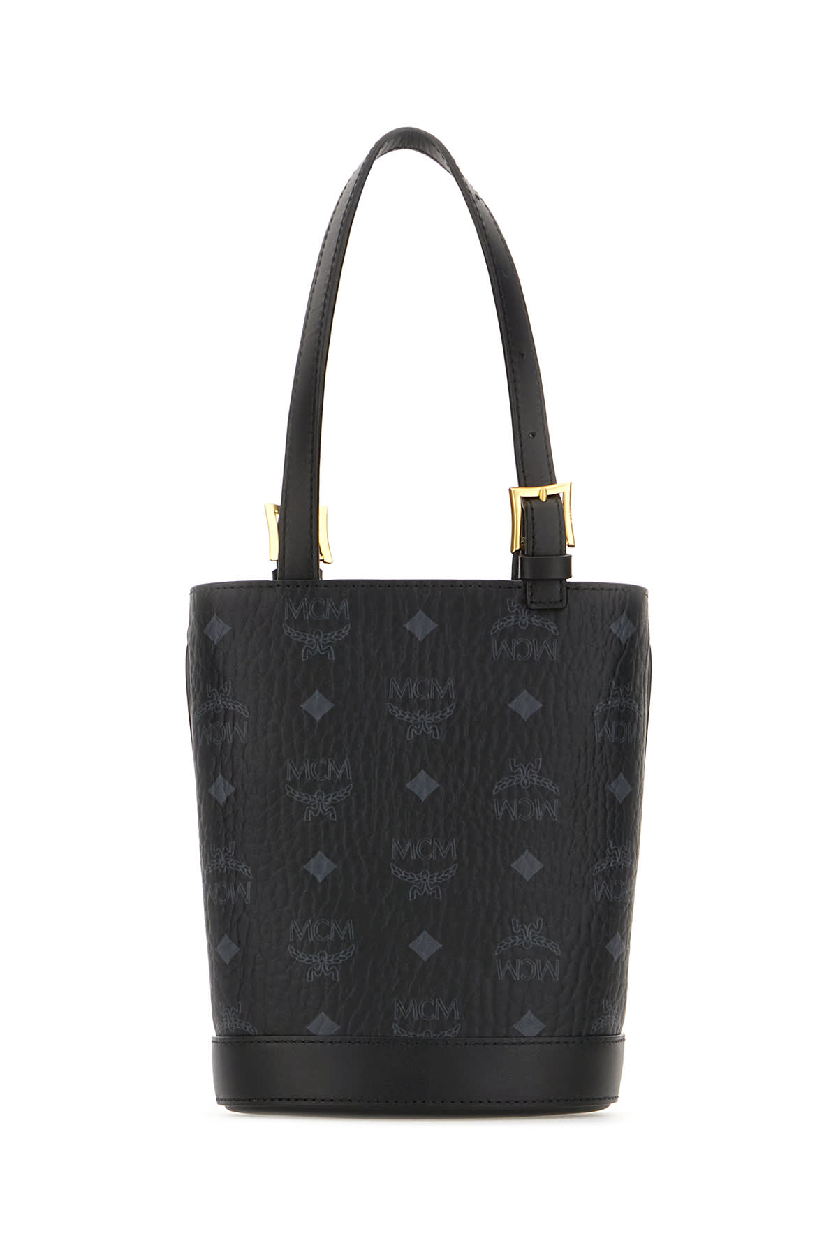 Shop Mcm Printed Synthetic Leather Handbag In Black