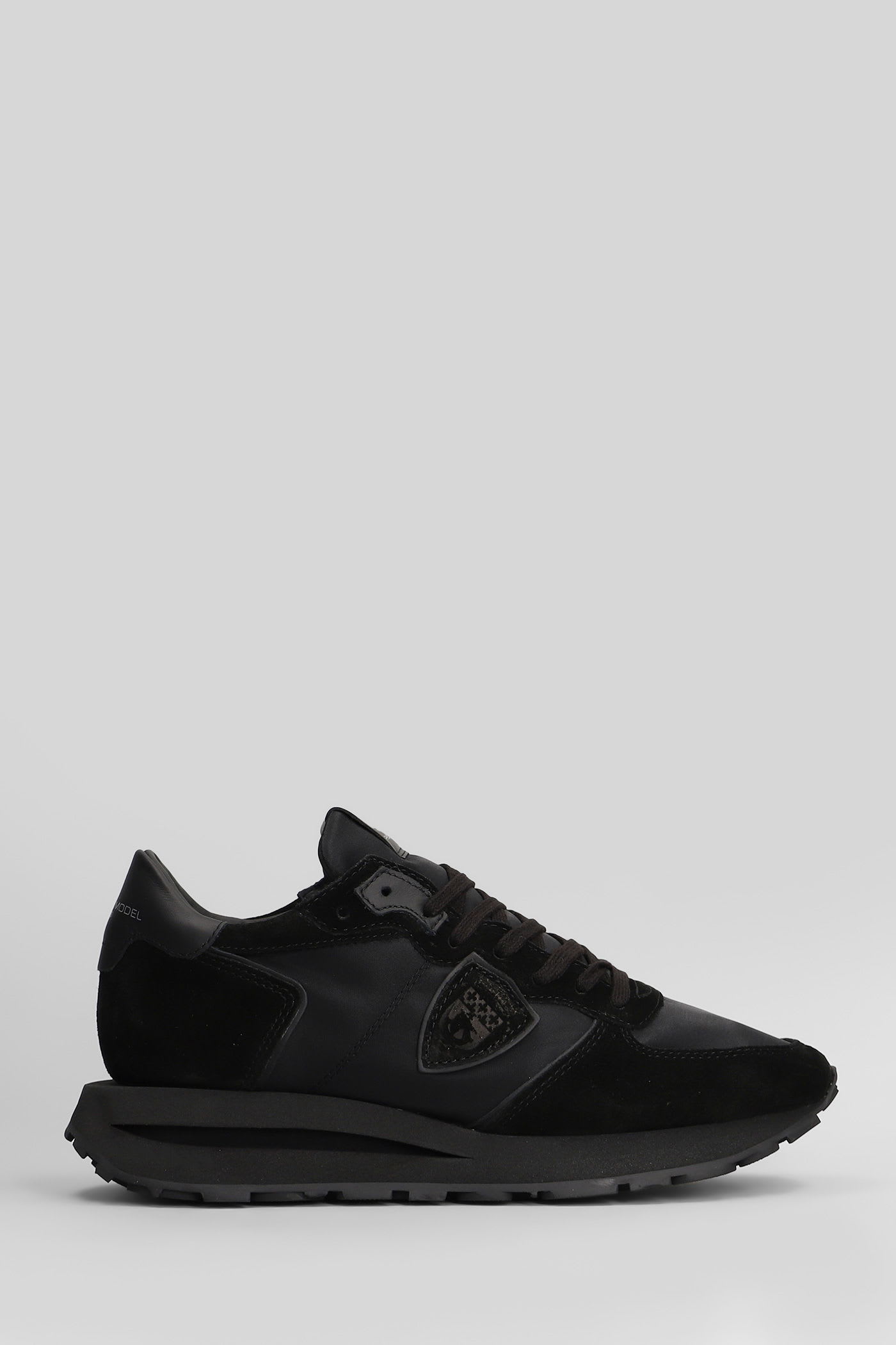 Philippe Model Tropez Haute Low Sneakers In Black Suede And Leather In Black