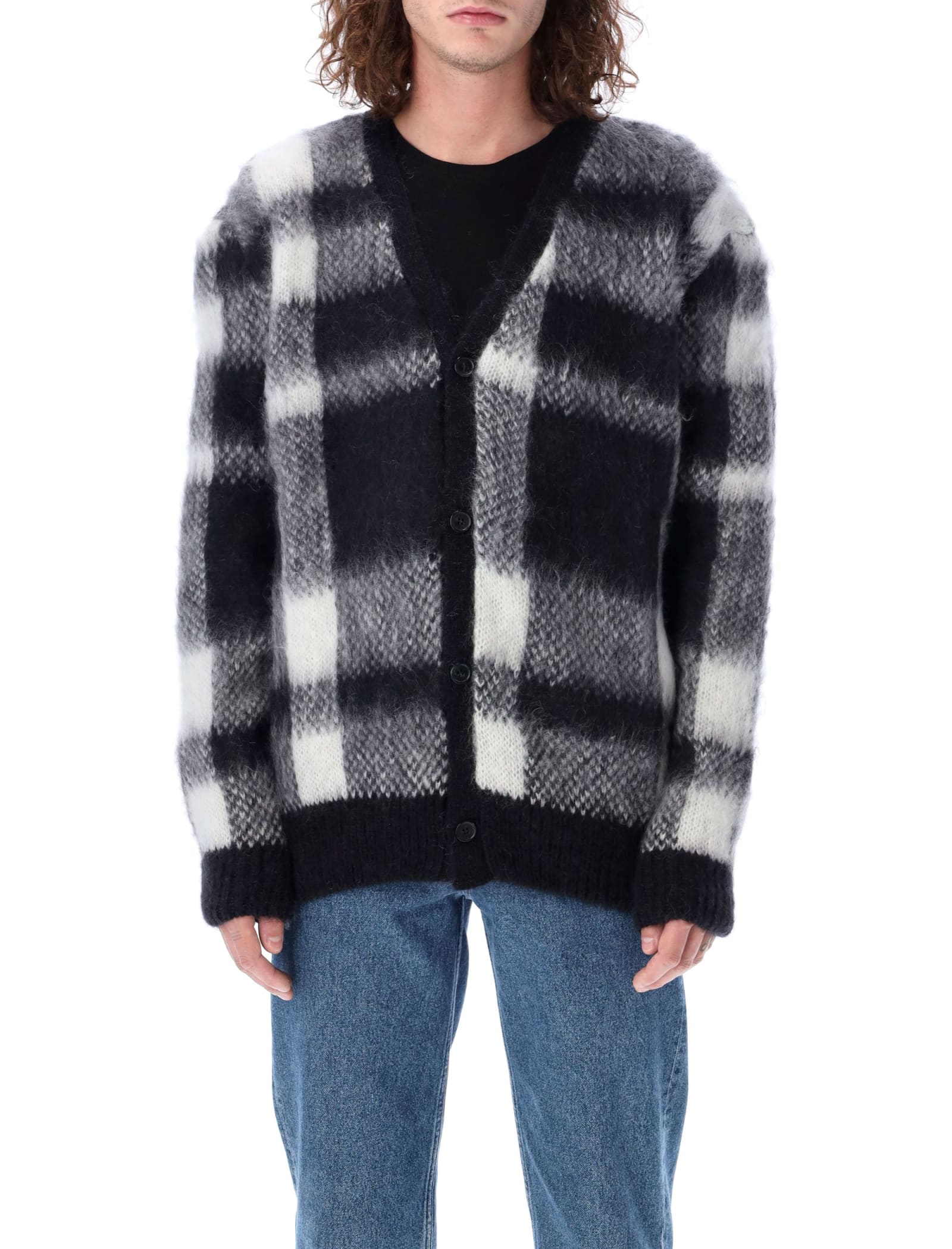 MAISON KITSUNE MOHAIR CHECK CARDIGAN