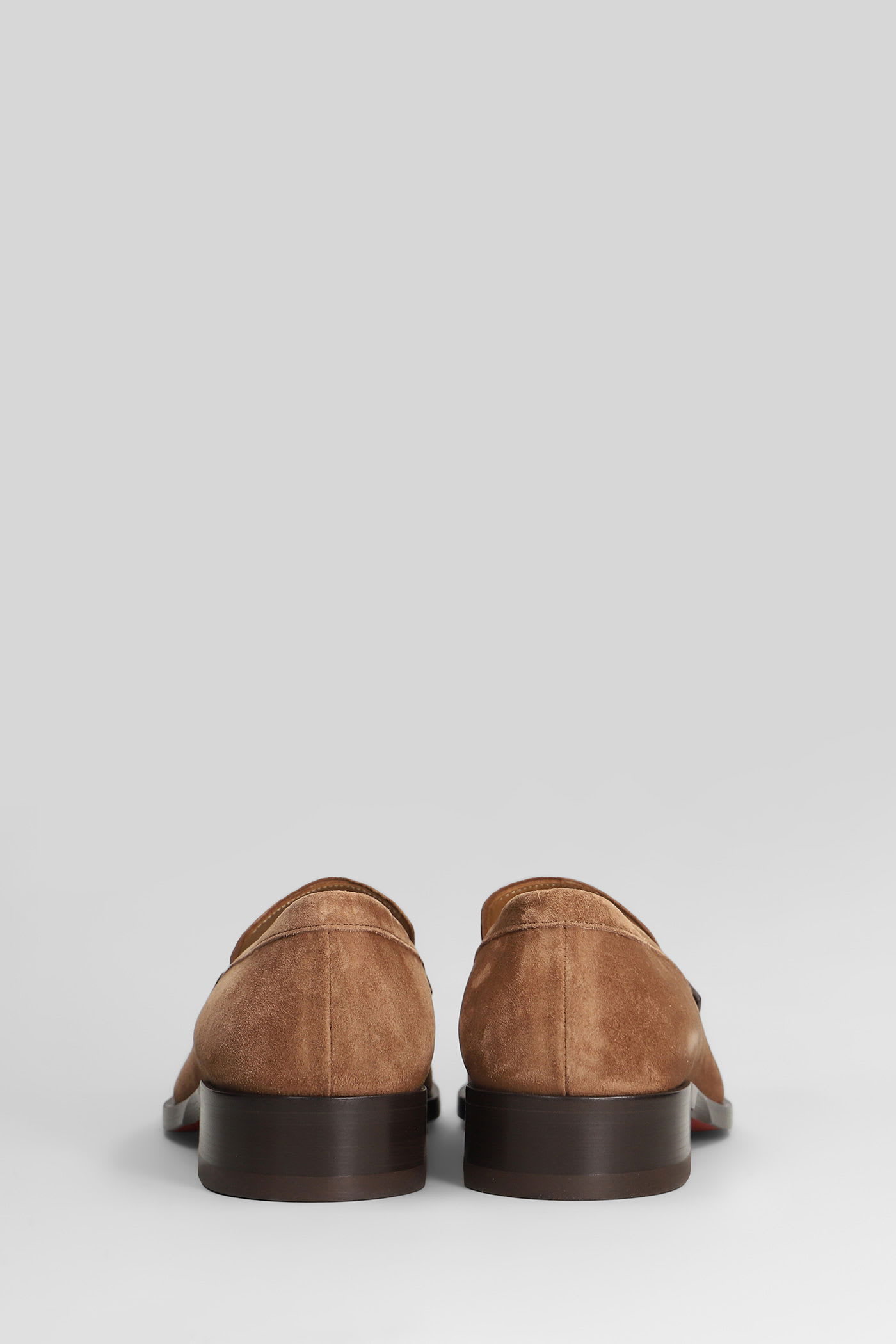 Christian Louboutin Chambelimoc Embellished Suede Loafers In Brown