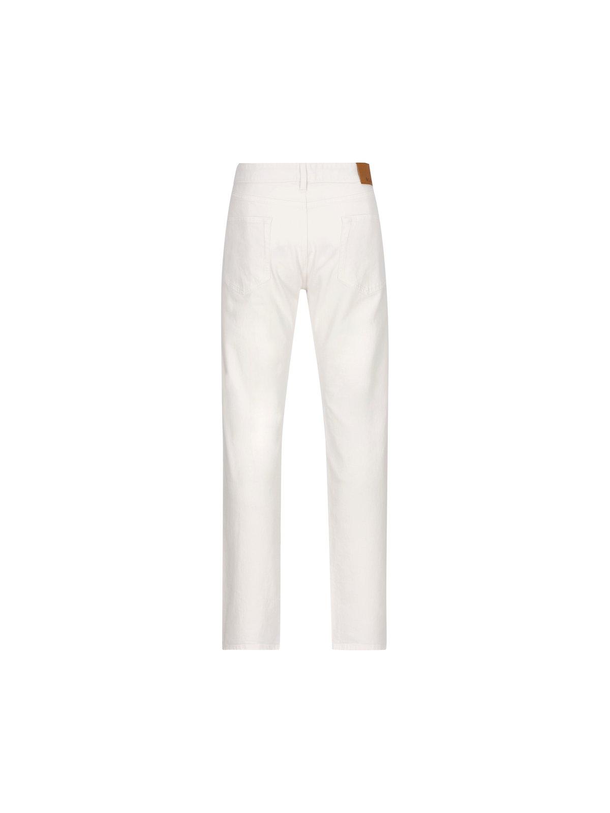 Loro Piana Logo Patch Straight-leg Trousers In Optical White