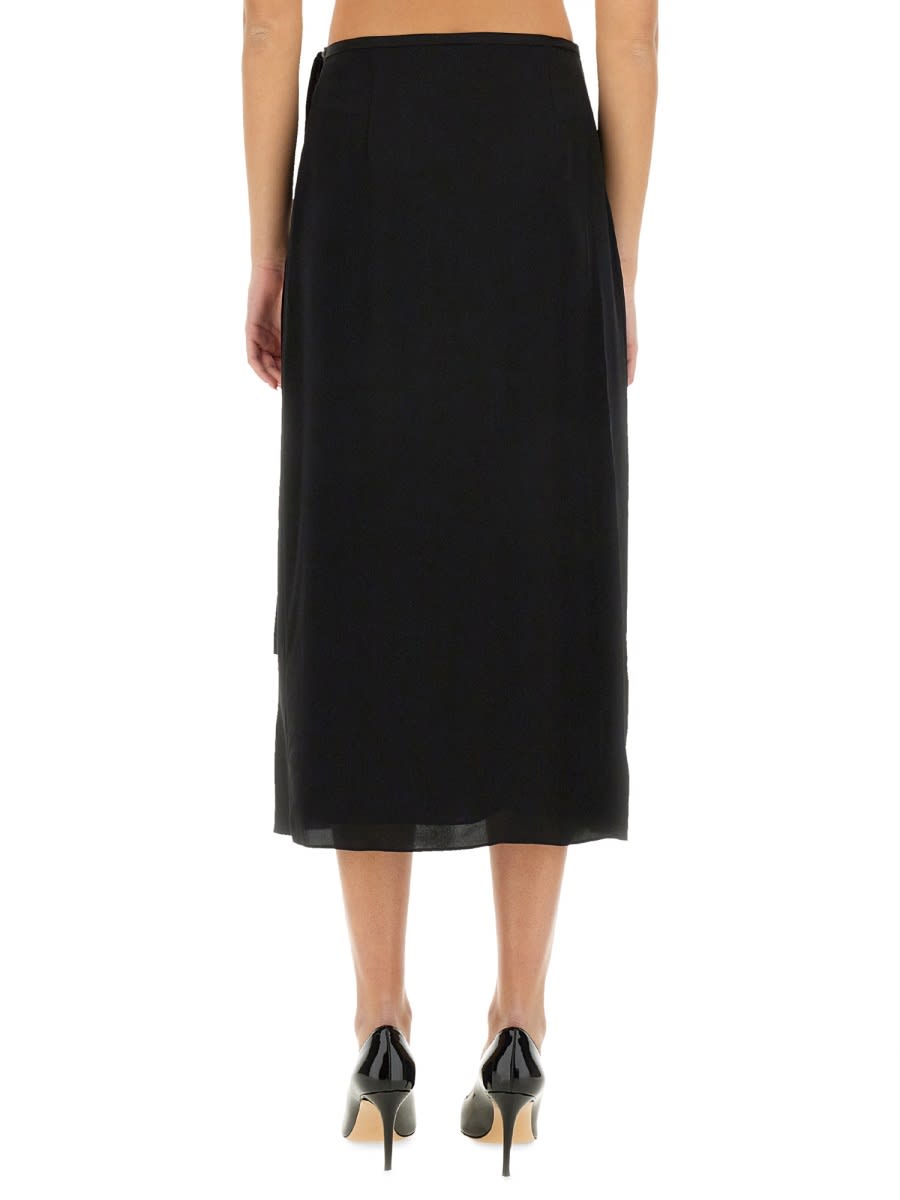 Theory Trouser Linen Midi Skirt In Black