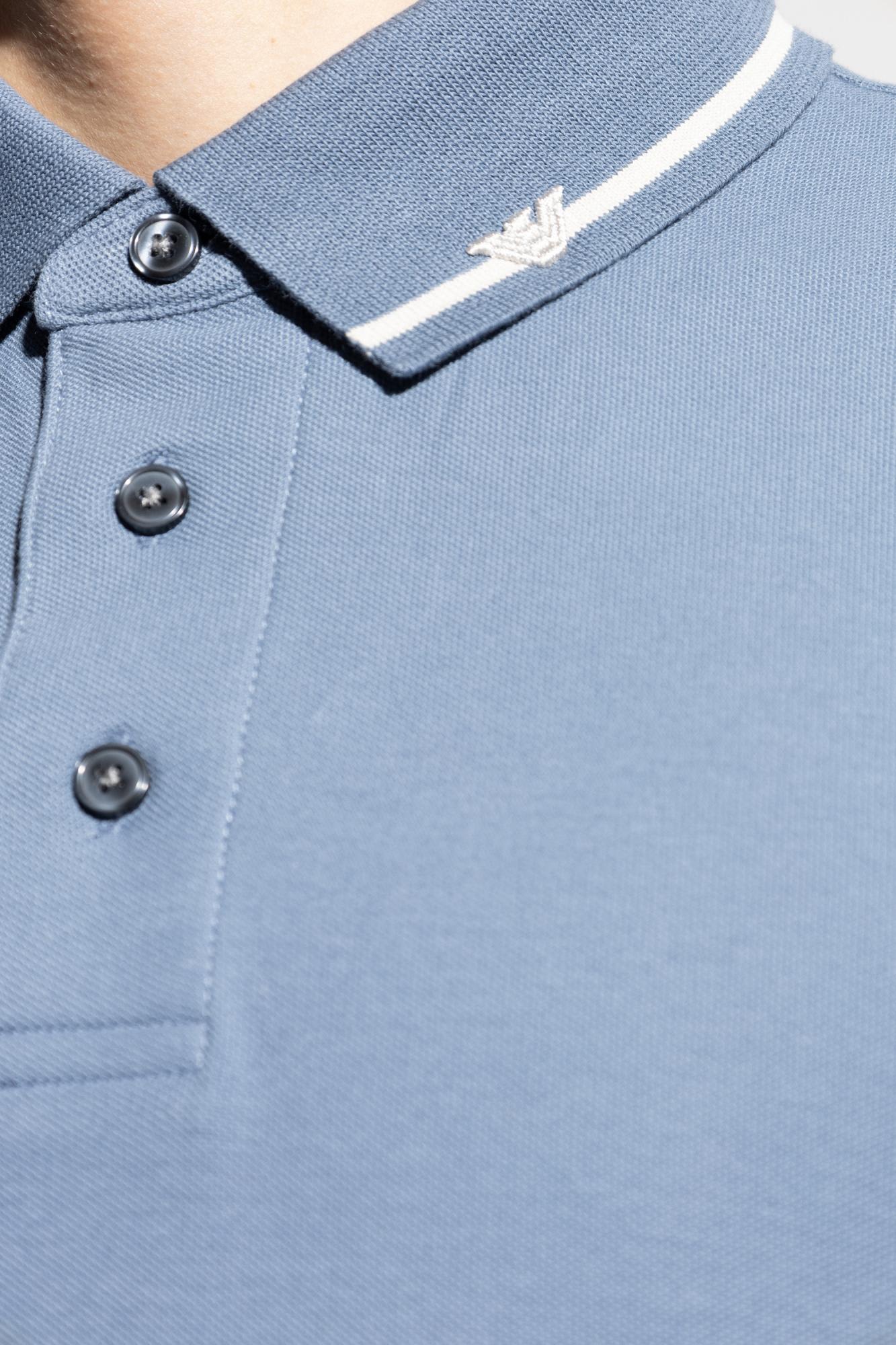 Emporio Armani Cotton Polo Shirt In Blue