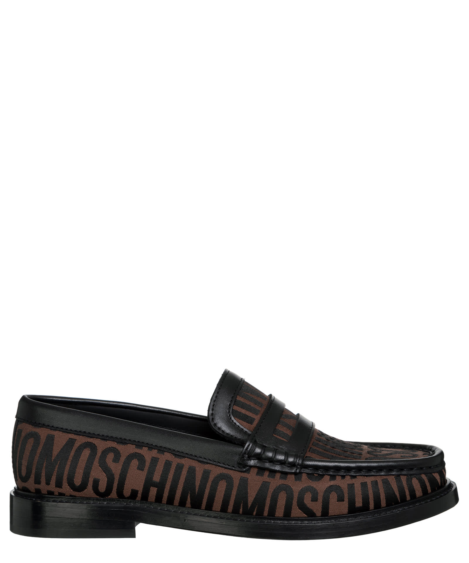 MOSCHINO LOGO LEATHER LOAFERS