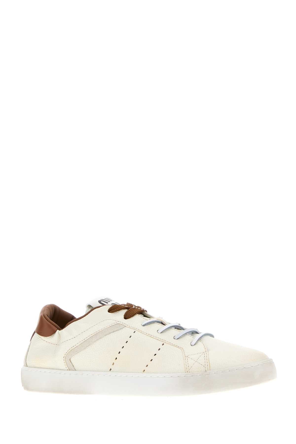 Miu Miu Ivory Leather Sneakers In White