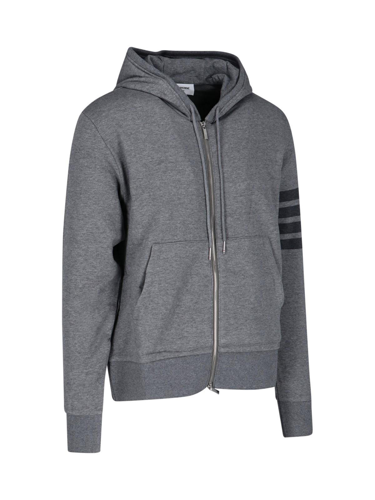 Shop Thom Browne 4-bar Zip Hoodie In Med Grey