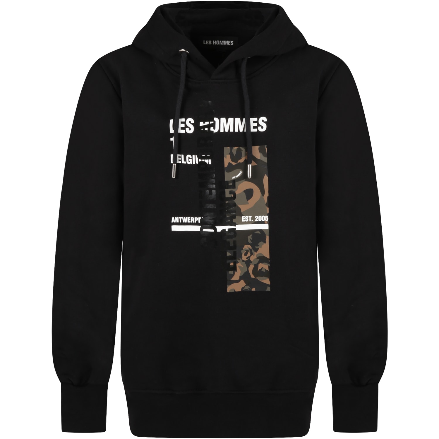 Les Hommes Black Sweatshirt For Boy With White Logo