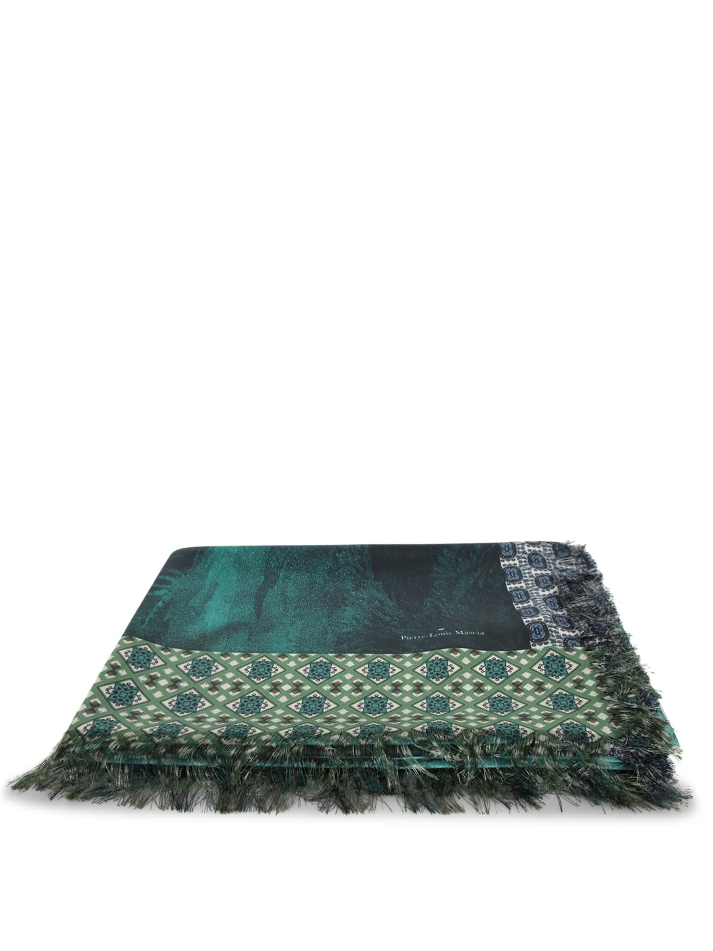 Shop Pierre-louis Mascia Aloe Light Blue Multicolor Scarf