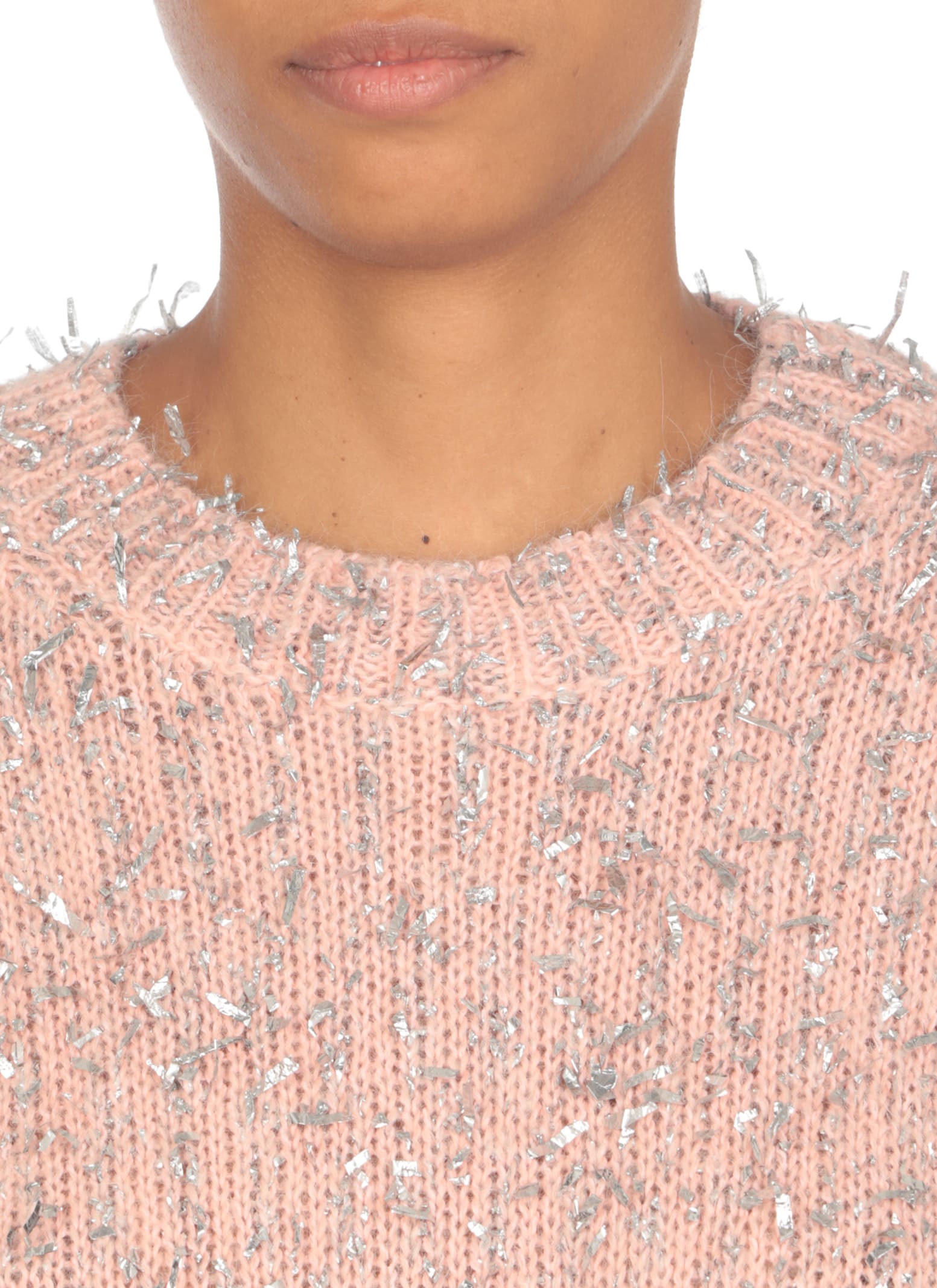 Shop Msgm Lurex Sweater In Pink