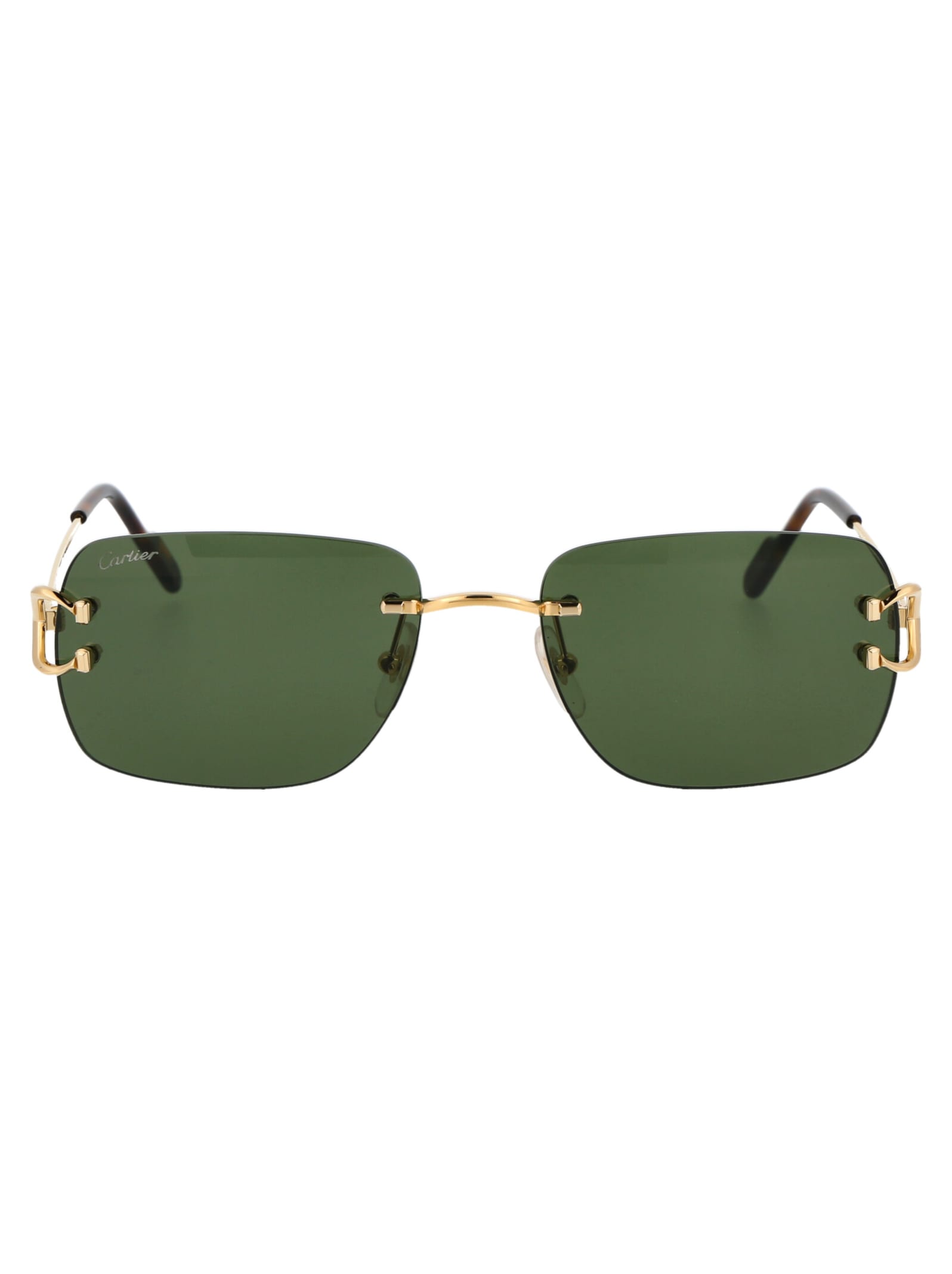 Shop Cartier Ct0330s Sunglasses In 002 Gold Gold Green