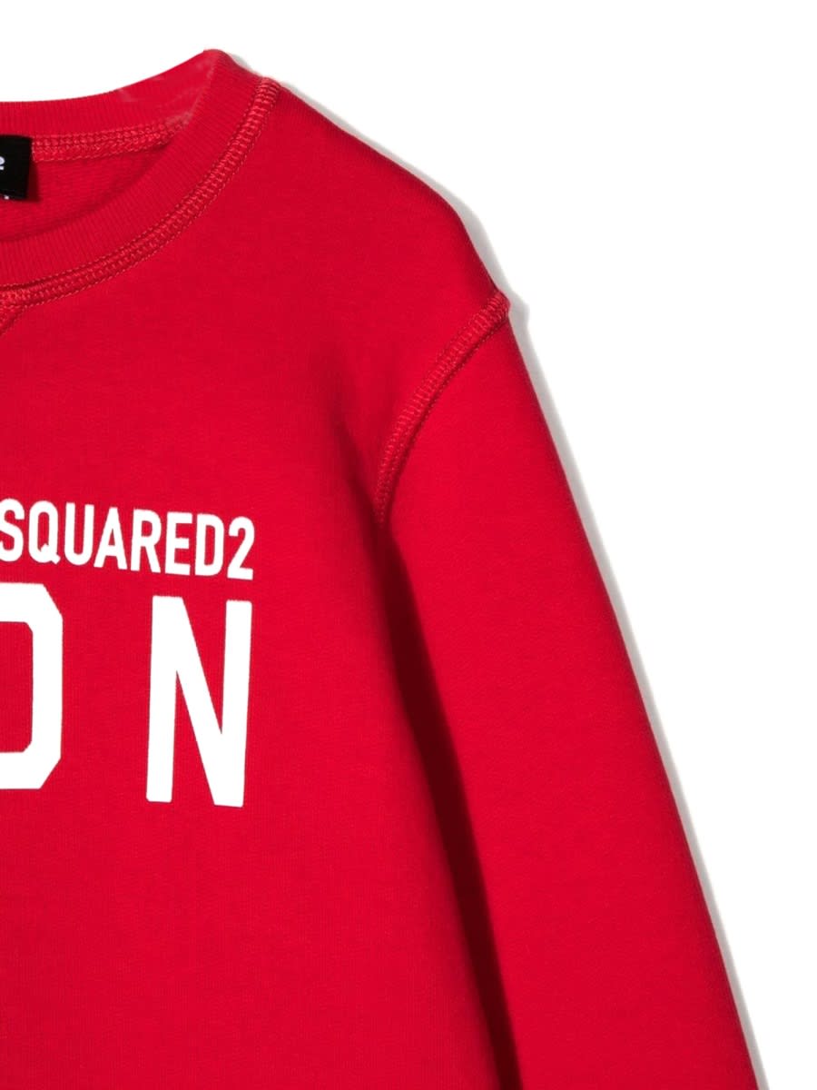 Dsquared2 Icon Brushed Cotton Cool Fit Crew-neck Sweatshirt In Red