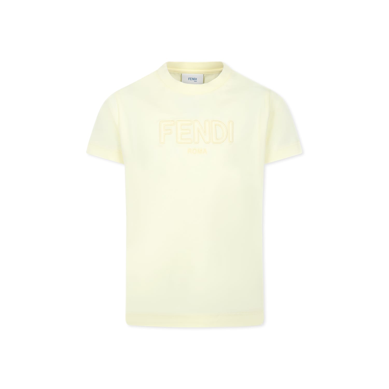 FENDI YELLOW T-SHIRT FOR KIDS WITH LOGO