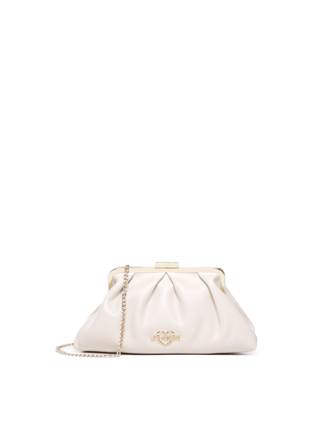 Shop Love Moschino Shoulder Bag With Logo Plaque In White