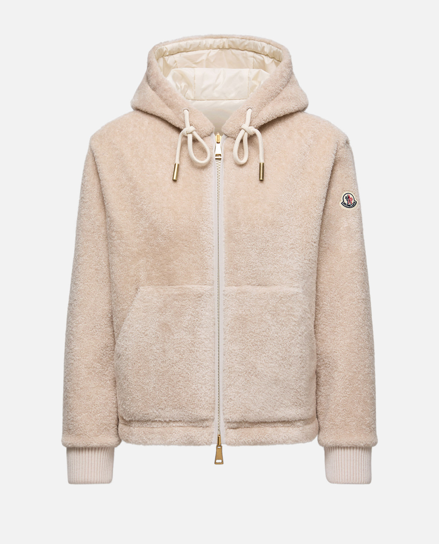 Moncler Reversible Hooded Fleece And Shell Cardigan In Neutral