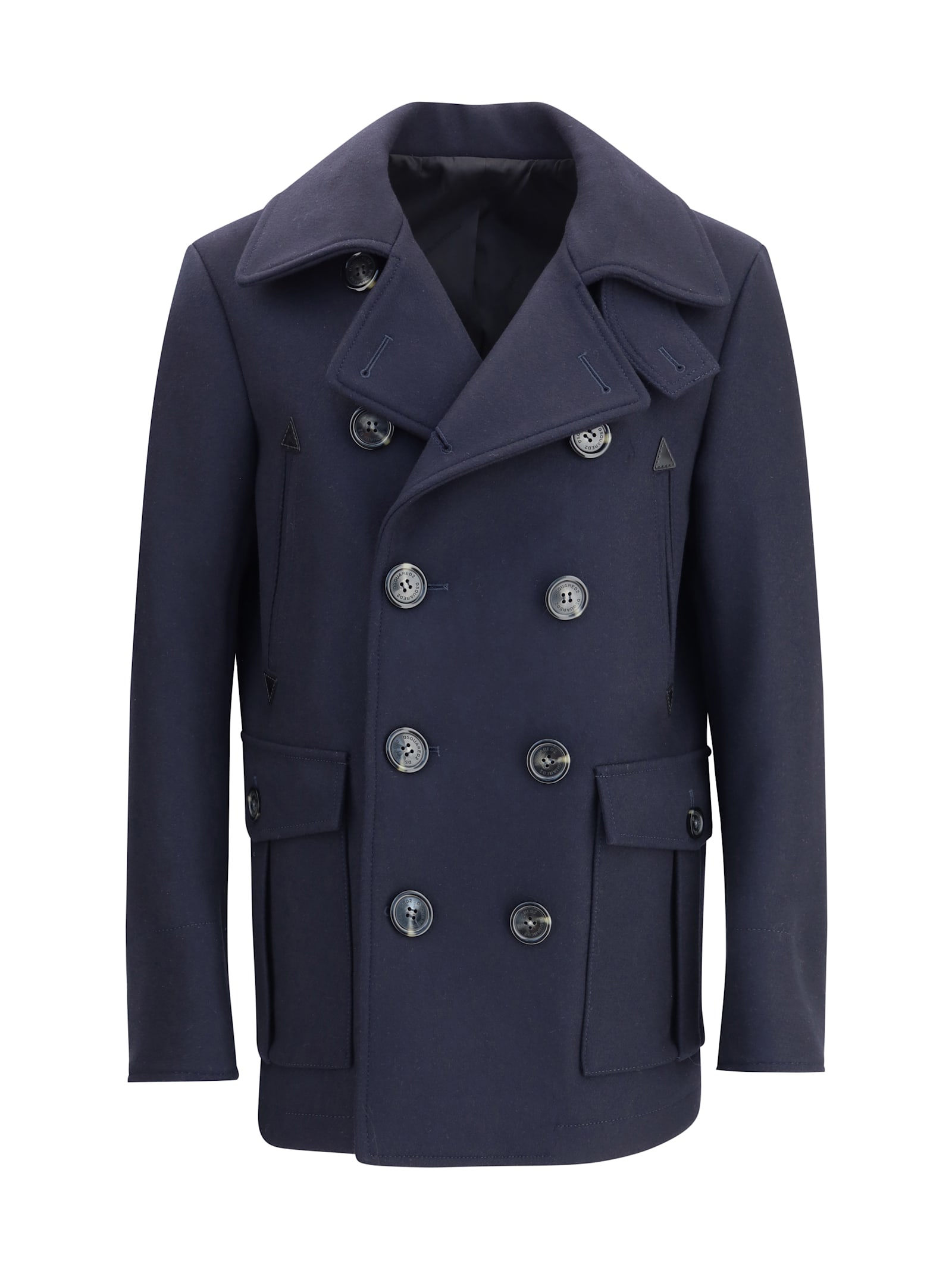 Dsquared2 Felted Wool Peacoat In Blue