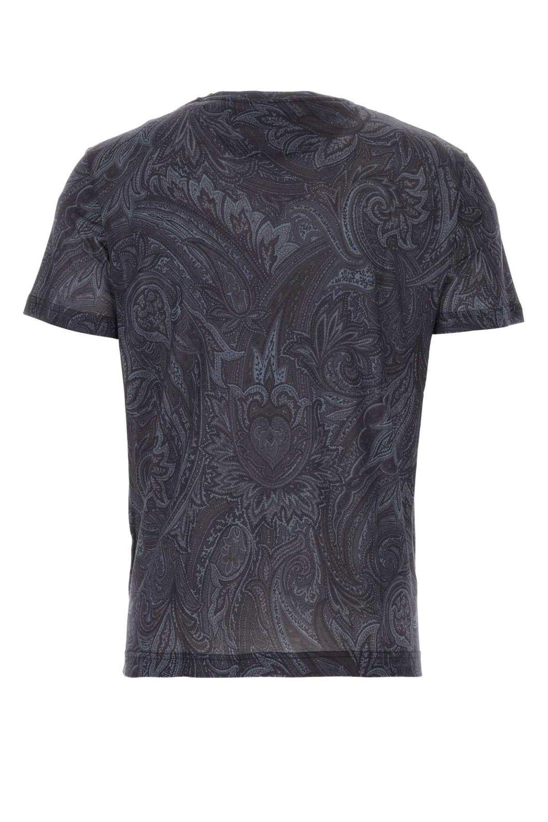 Shop Etro Paisley-printed Crewneck T-shirt In Blu
