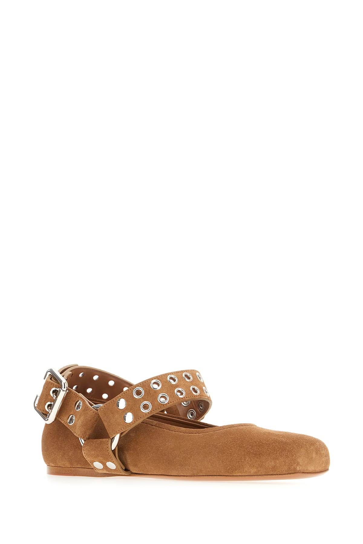 Alaïa Brown Suede Flat Biker Ballet Flats In Brown