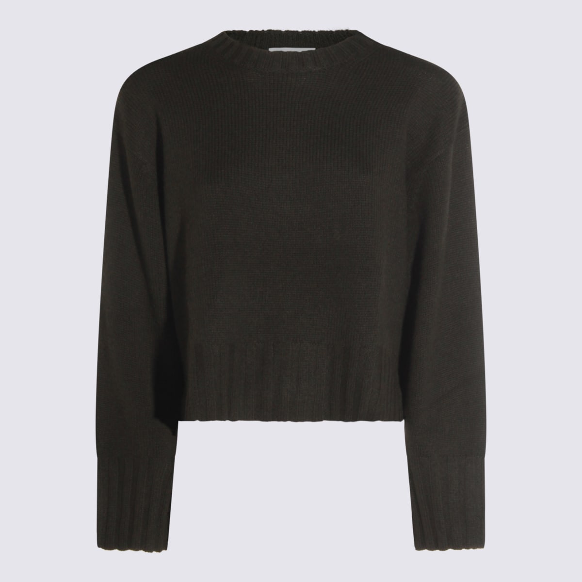 Allude Cropped Black Sweater With Relaxed Fit In Brown