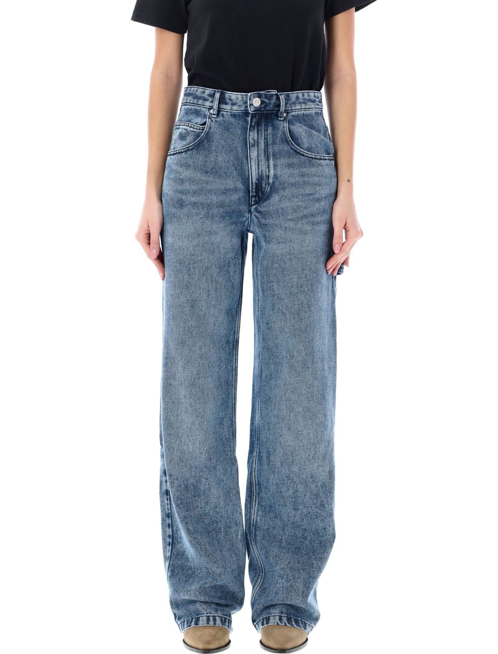Shop Isabel Marant Bymara Cargo Jeans In Clear Blue