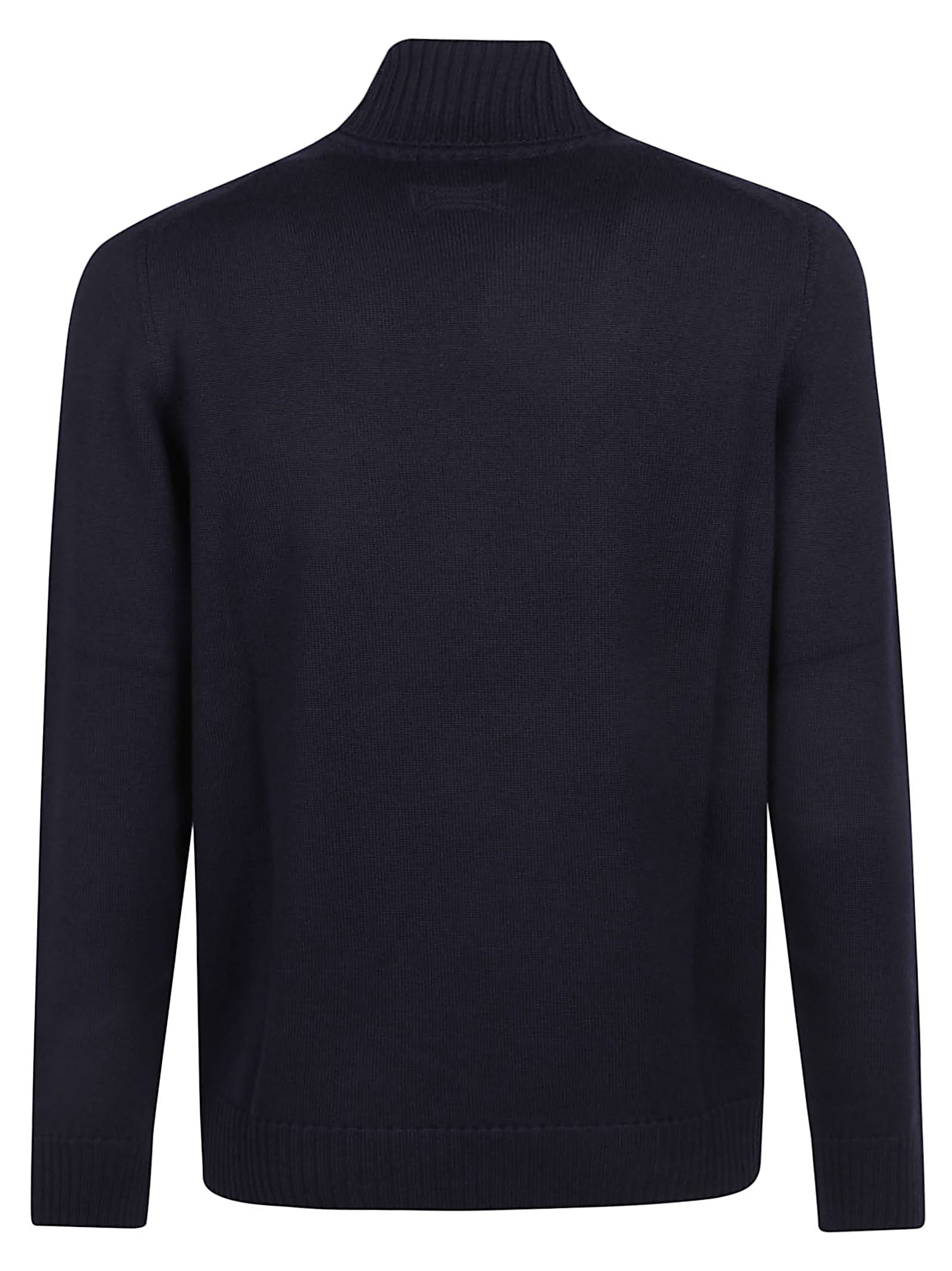 Drumohr Man Turtleneck Navy Blue Size 48 Merino Wool In Blue