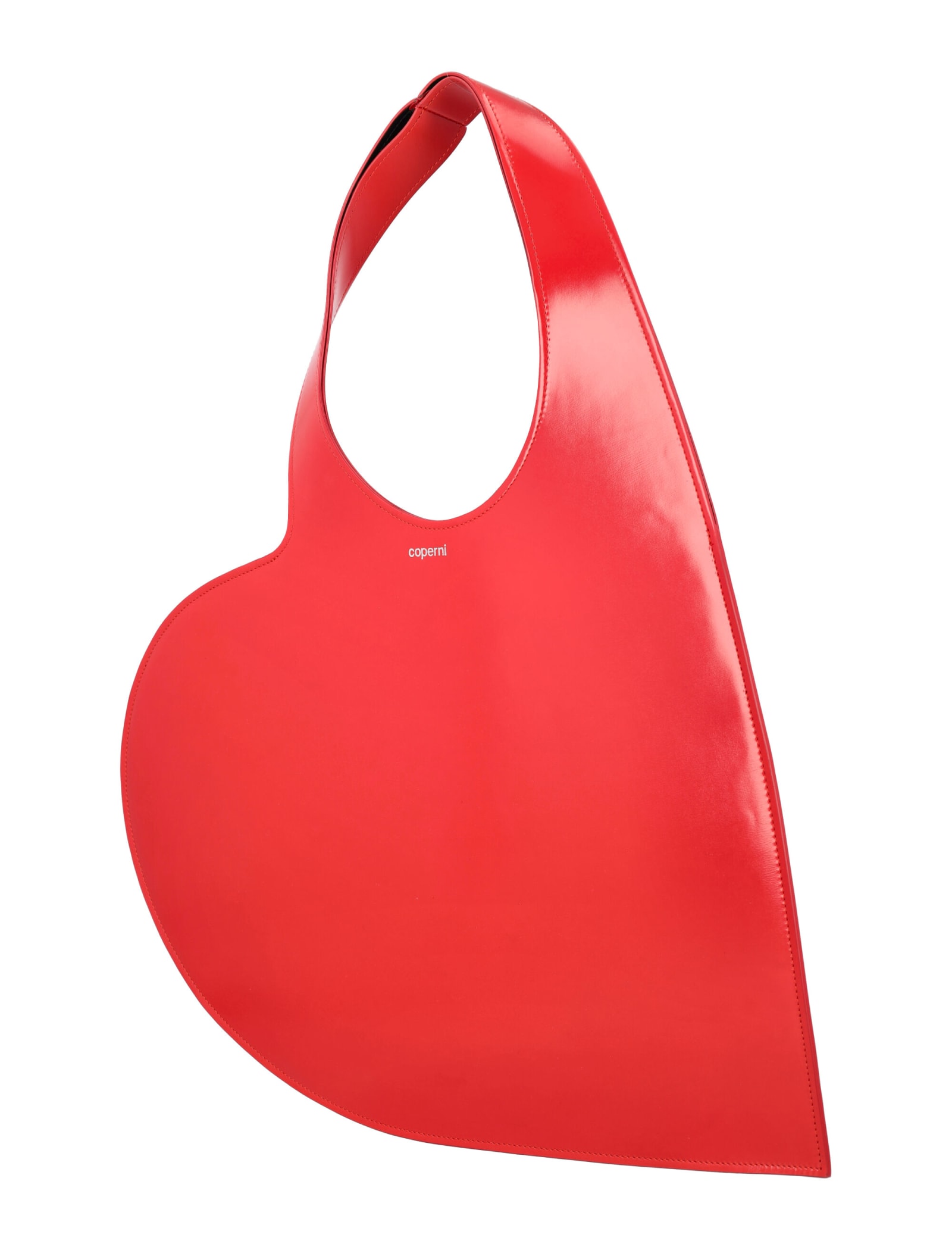 Shop Coperni Mini Heart Tote Gloss Leather In Red