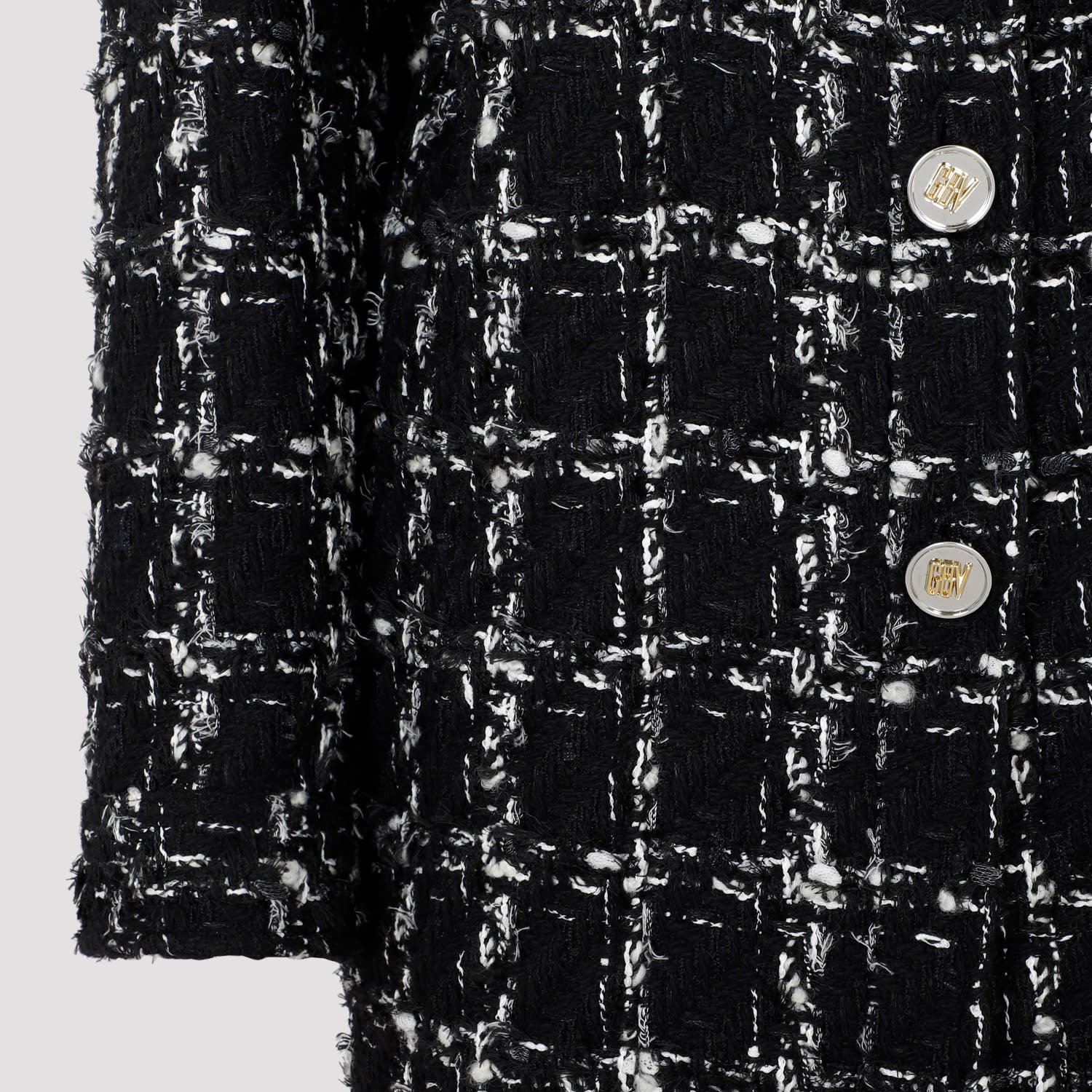 Shop Giambattista Valli Checked Bouclé Coat In Black White