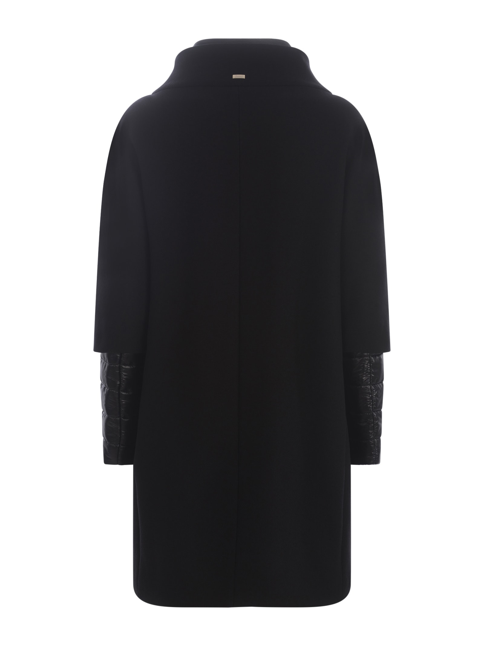 Shop Herno Coat  Made Of Wool And Nylon Twill In Black