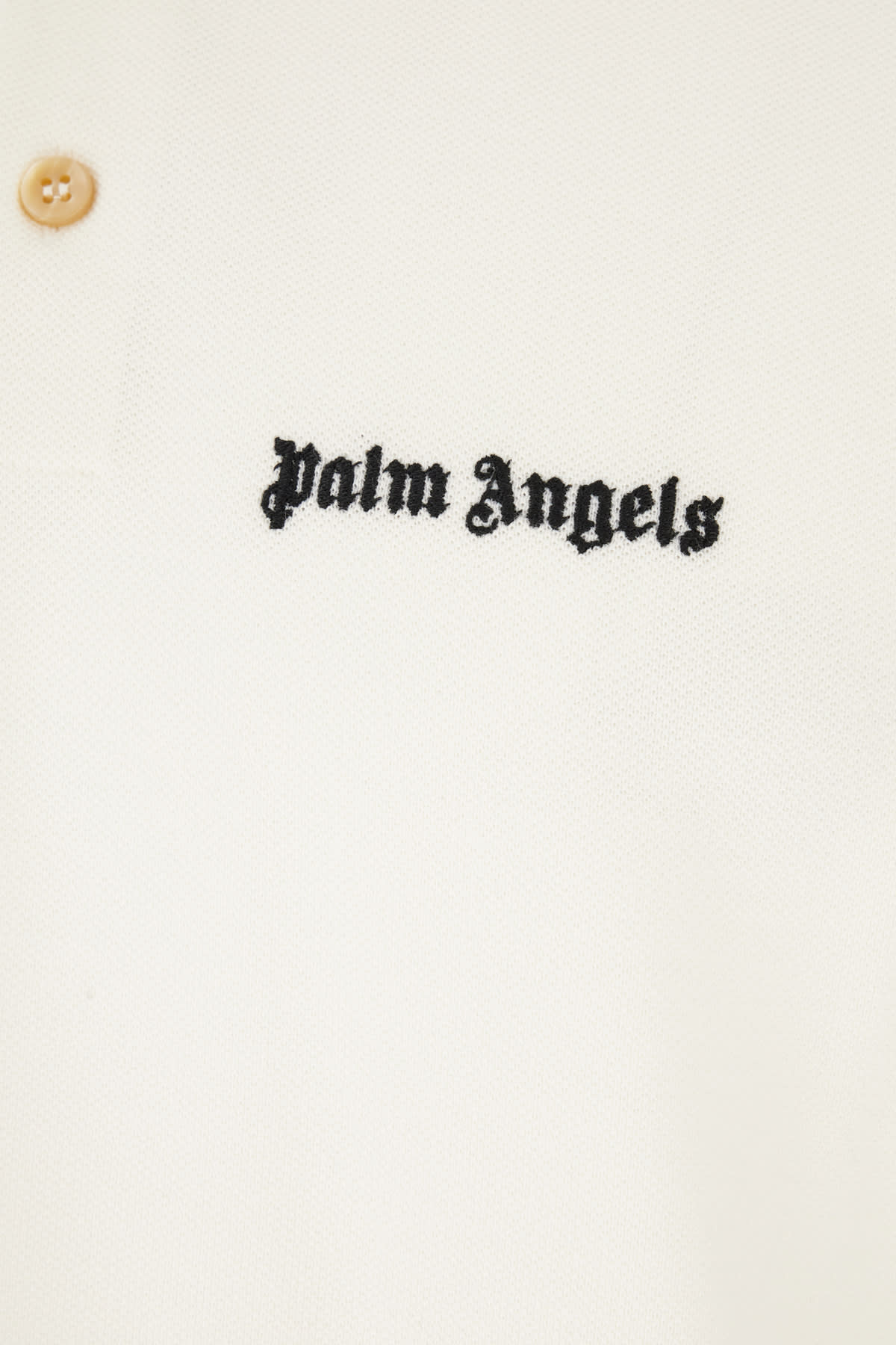 Shop Palm Angels Ivory Piquet Polo Shirt In 0310