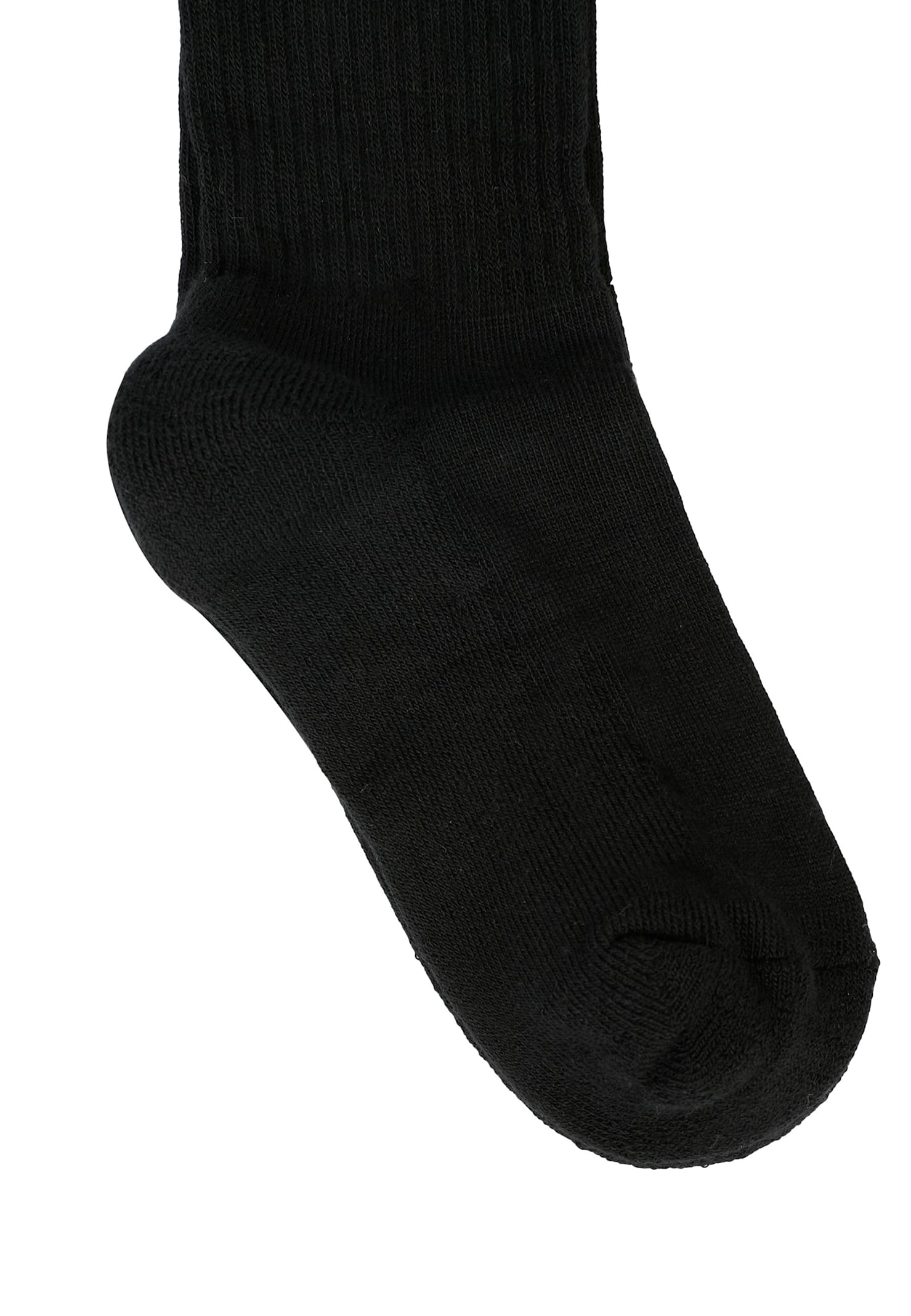 Msgm Black Socks For Kids With Yellow Logo In Black