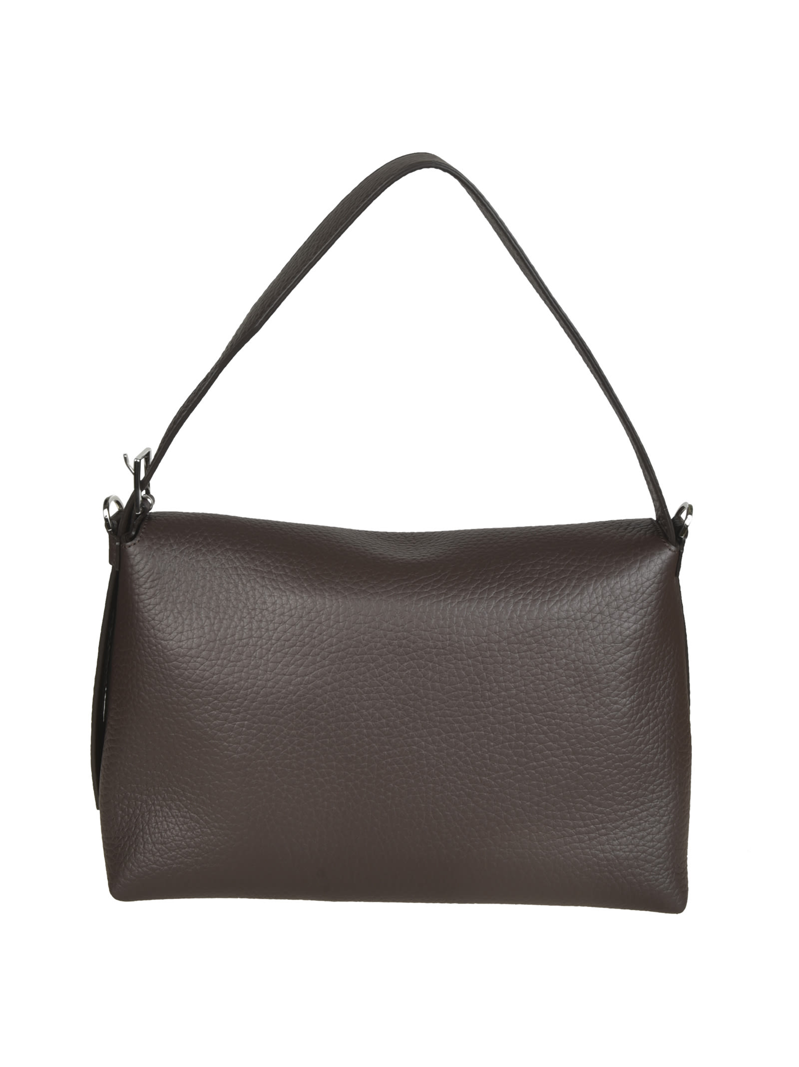 Shop Orciani Flap Logo Shoulder Bag In Brown