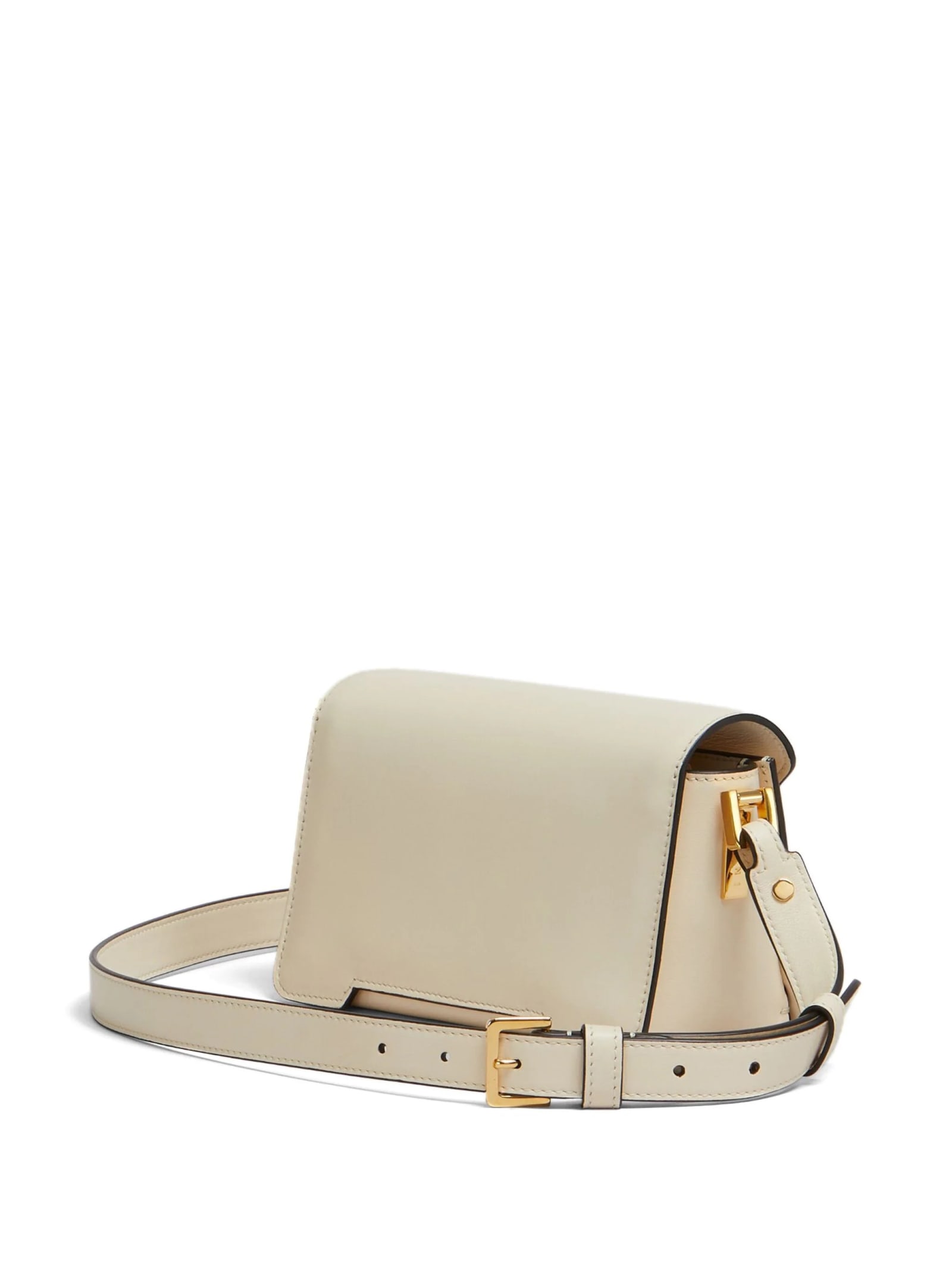 Shop Marni Trunkaroo Mini Shoulder Bag In Cream White Leather