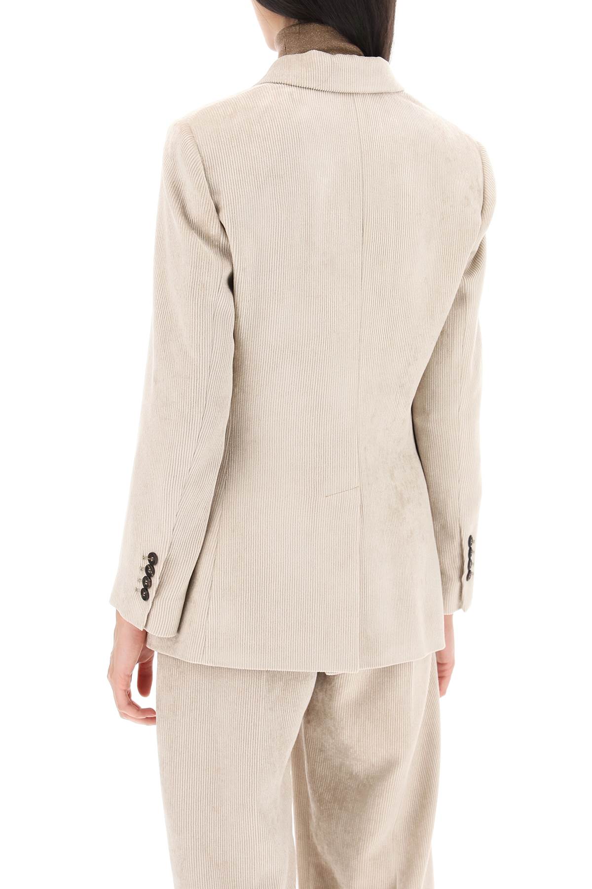 Shop Brunello Cucinelli Deconstructed Double-breasted Blazer In Corduroy In Beige