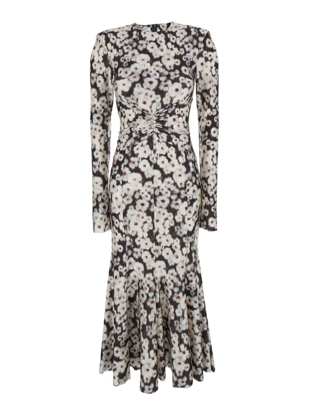 Flower Printed Crewneck Midi Dress Philosophy di Lorenzo Serafini