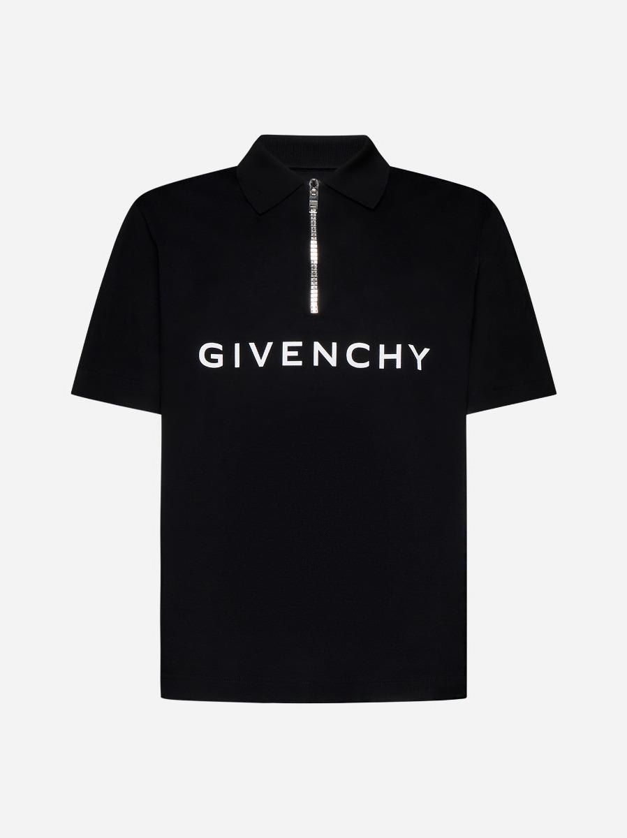 Shop Givenchy Logo Cotton Polo Shirt In Black