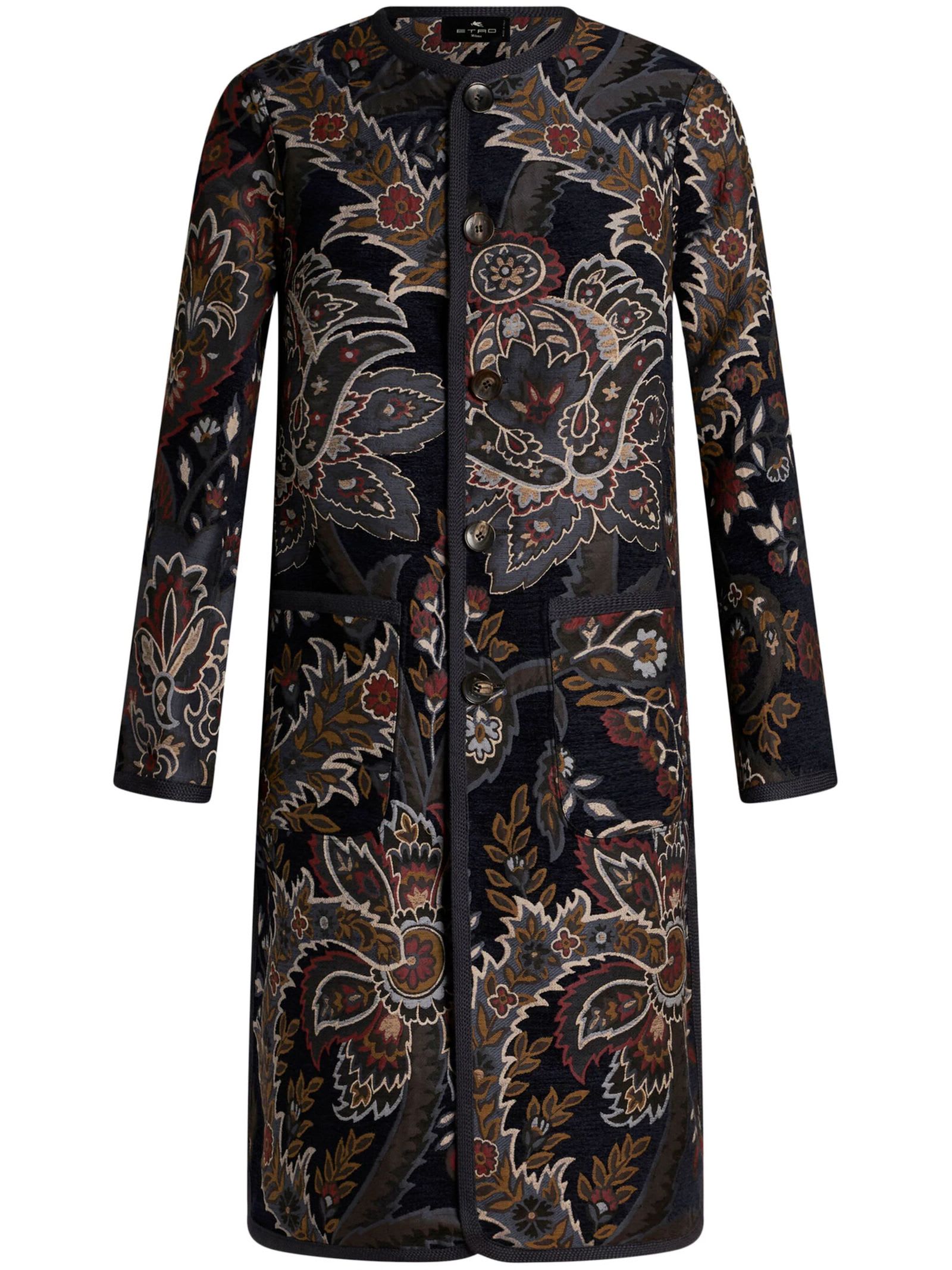 Shop Etro Knee-length Reversible Coat In Brown