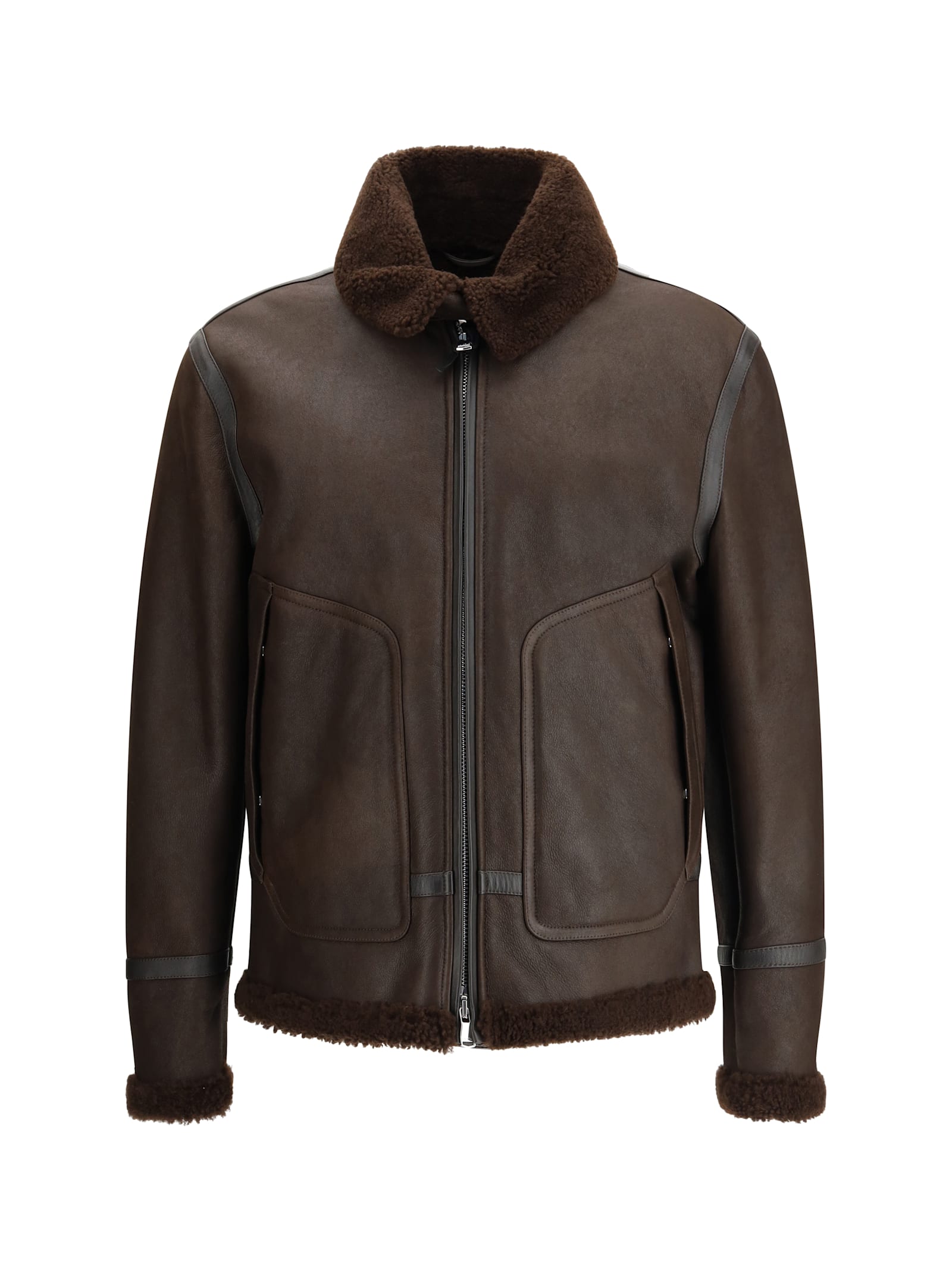 Valstar Coburn Aviator Jacket In Waxed Suede Shearling In Brown