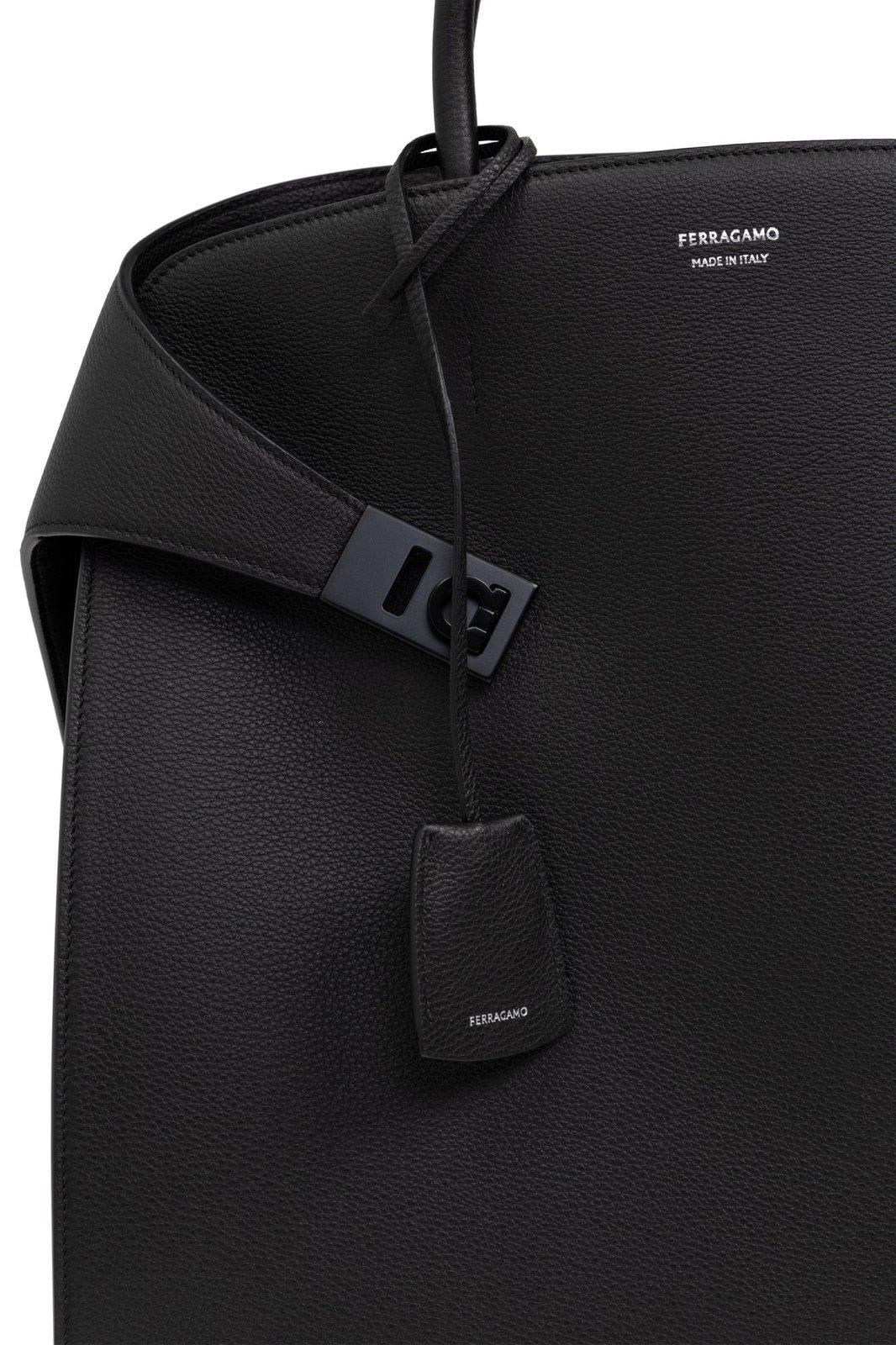 Shop Ferragamo Hug Tote Bag In Black