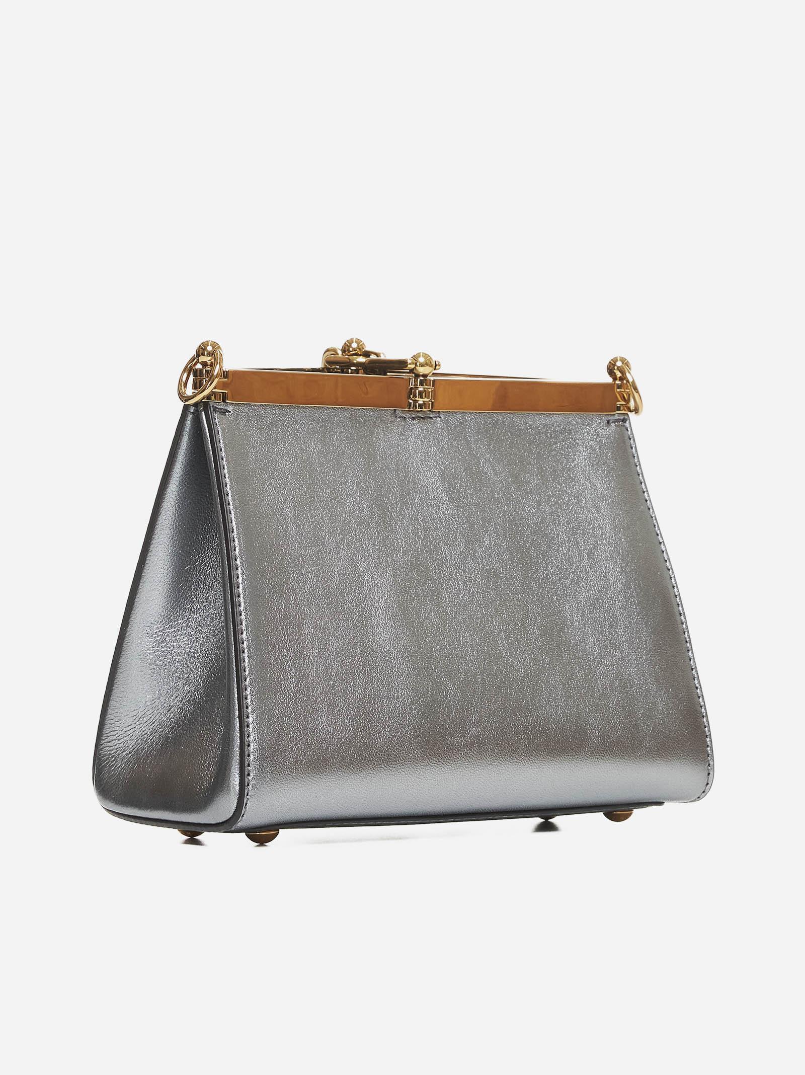 Shop Etro Vela Leather Small Bag In Argento