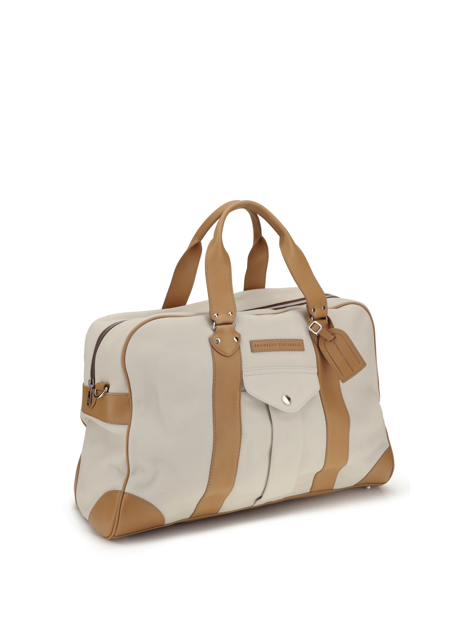Brunello Cucinelli Grained Calfskin Street Bag In White