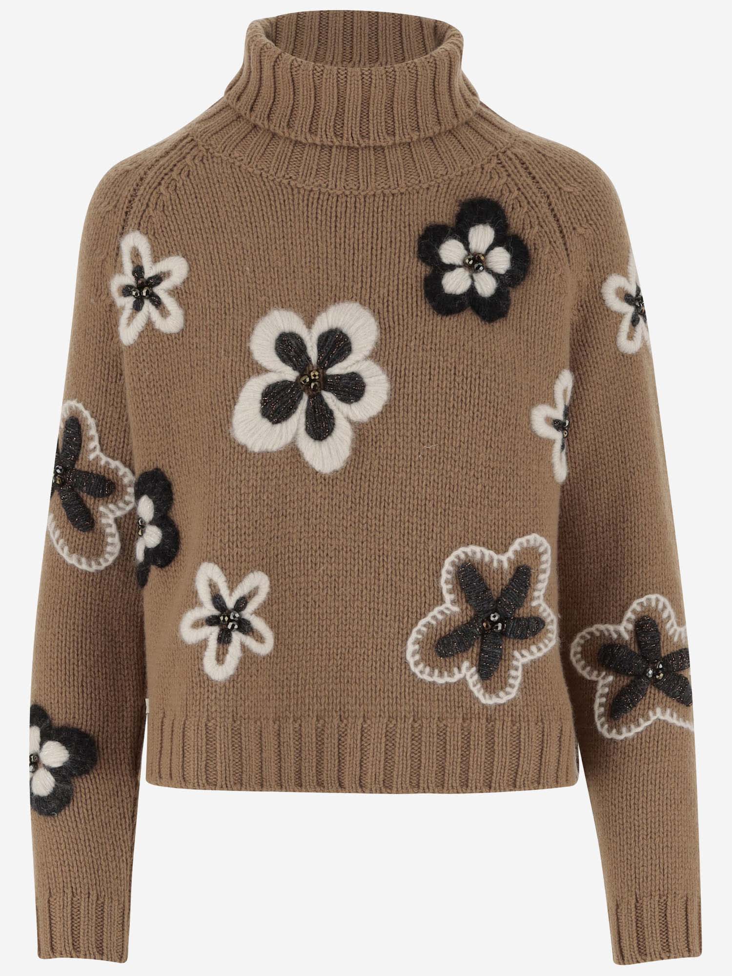 Wool Blend Sweater With Flowers