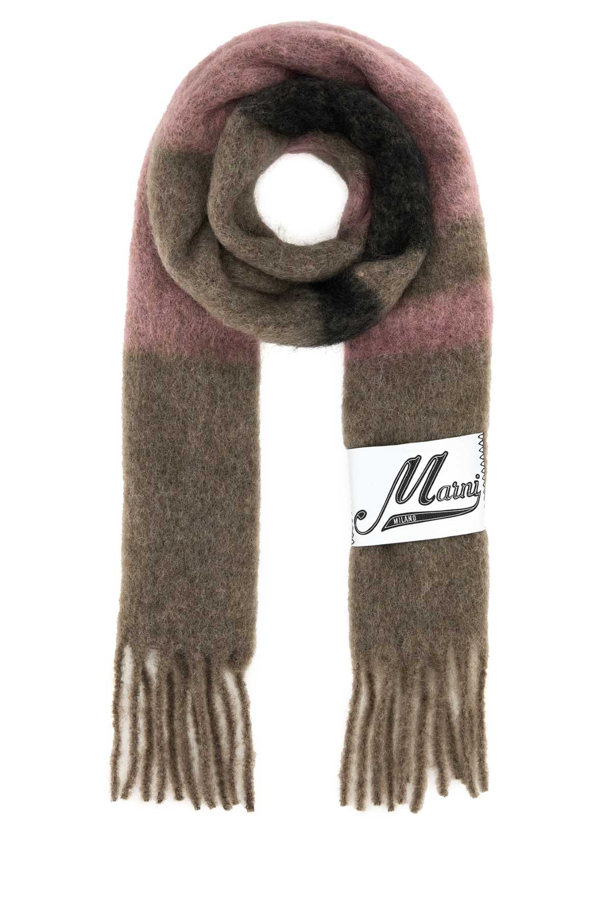 Shop Marni Multicolor Mohair Blend Scarf In Pruneviolet