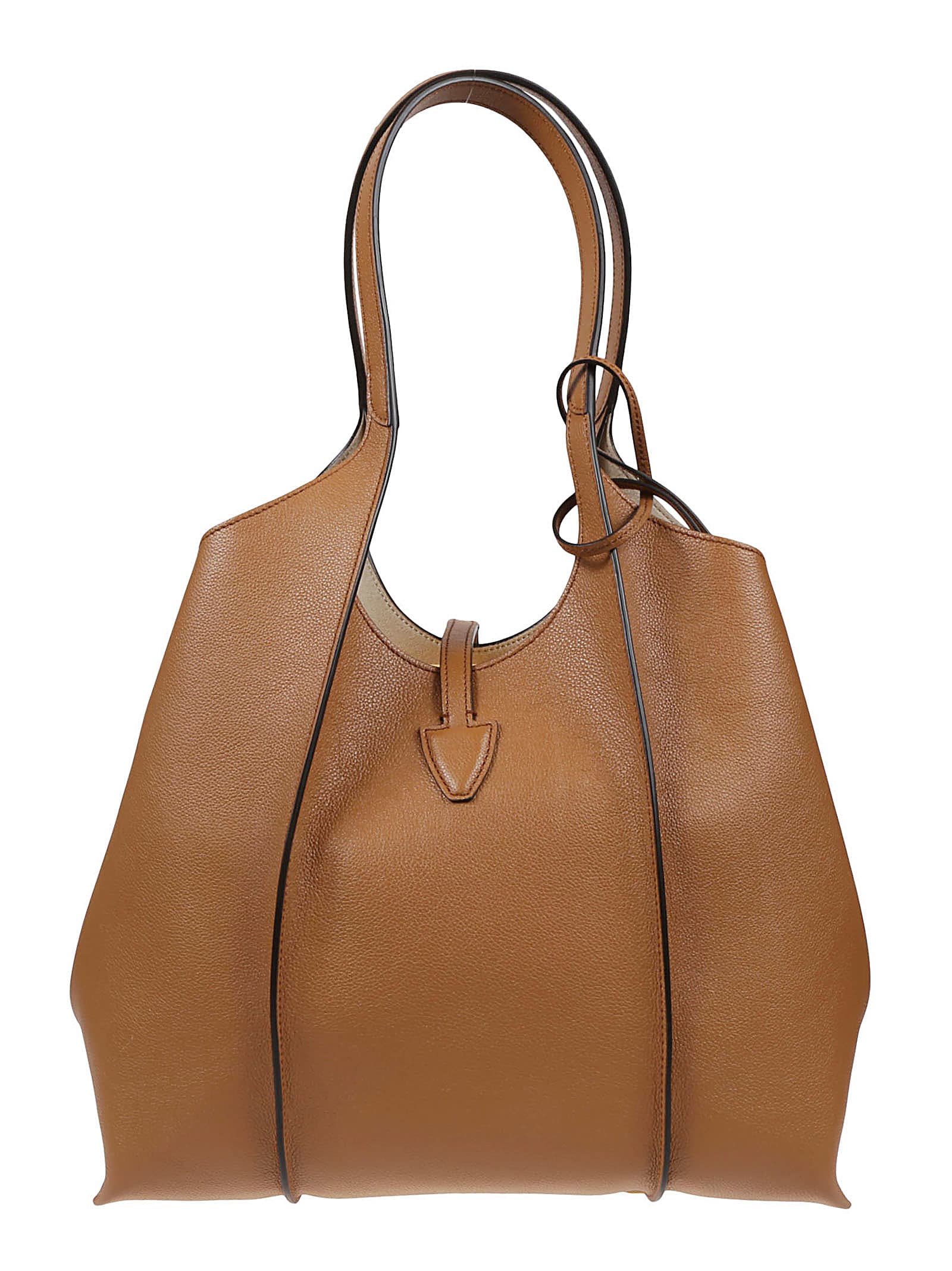 Tod's Caramel Leather Mini T Timeless Shopping Bag In Brown