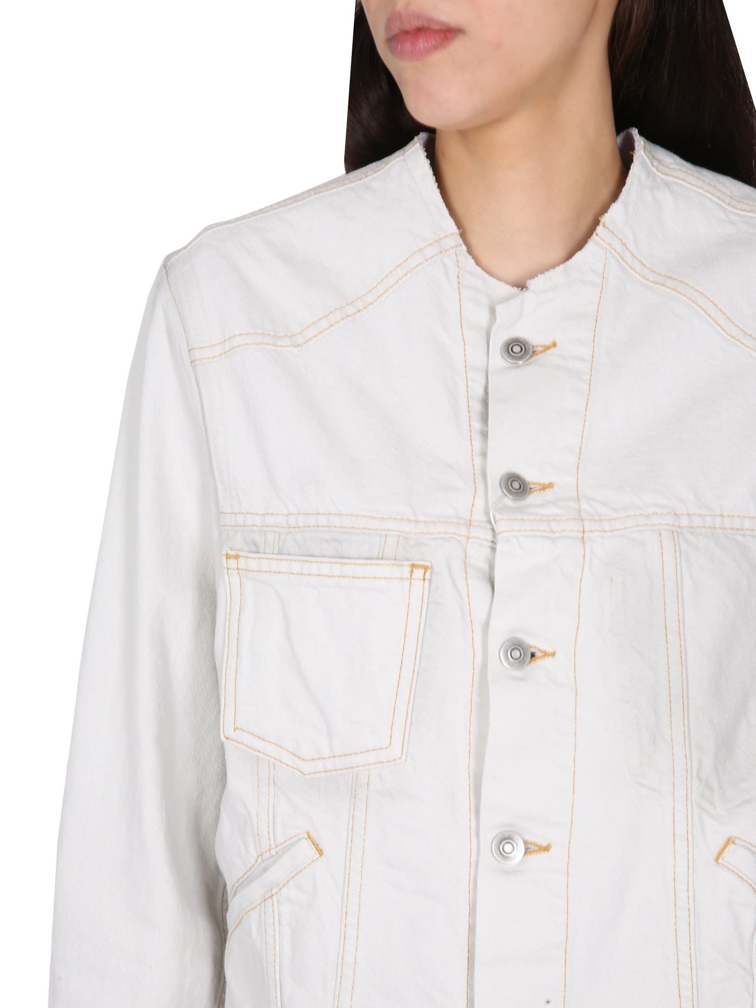 Maison Margiela Asymmetrical Ice Denim Jacket In Black