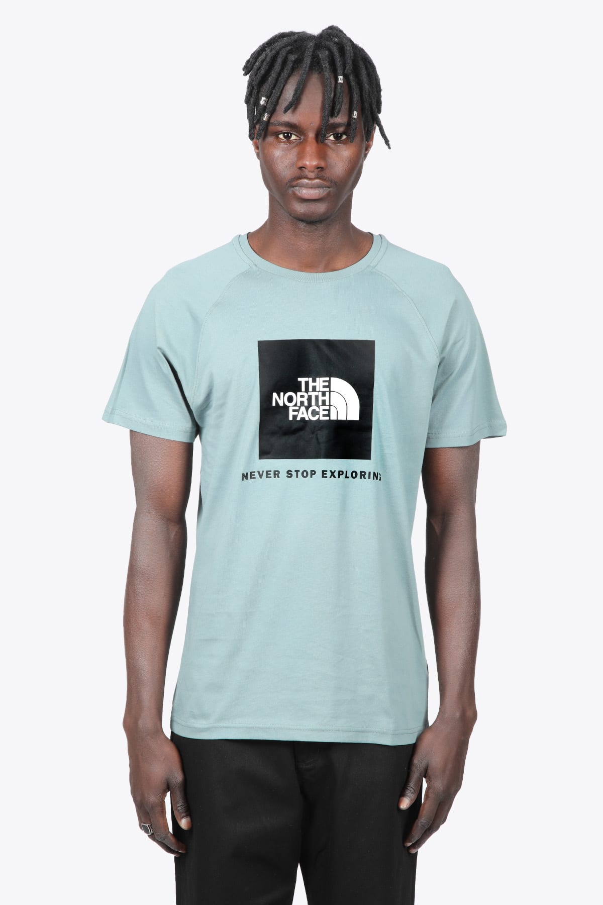 The North Face M S/s/ Raglan Redbox Tee Sage green cotton raglan sleeves t-shirt