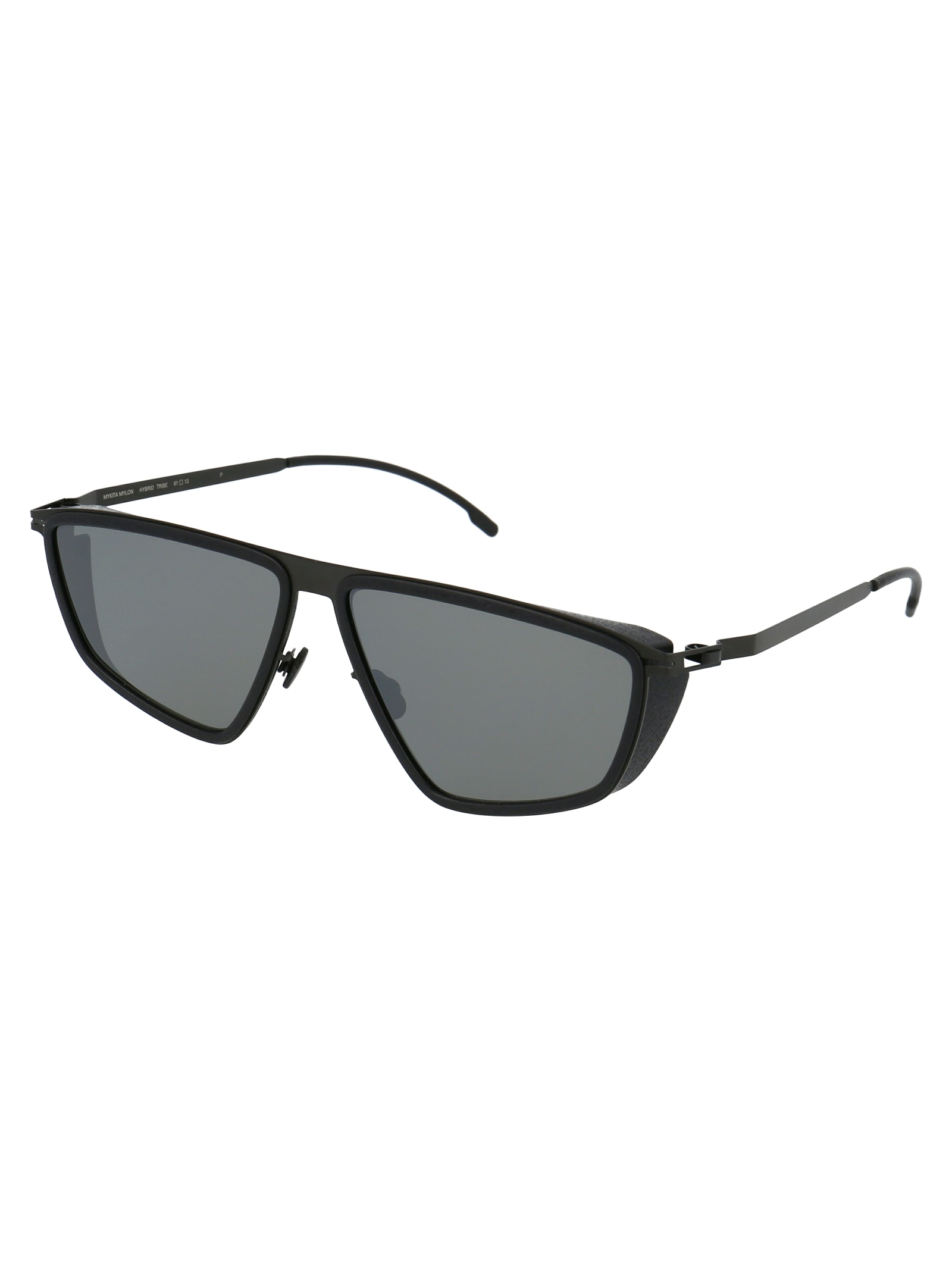 Shop Mykita Tribe Sunglasses In 305 Mh6 Pitch Black/black