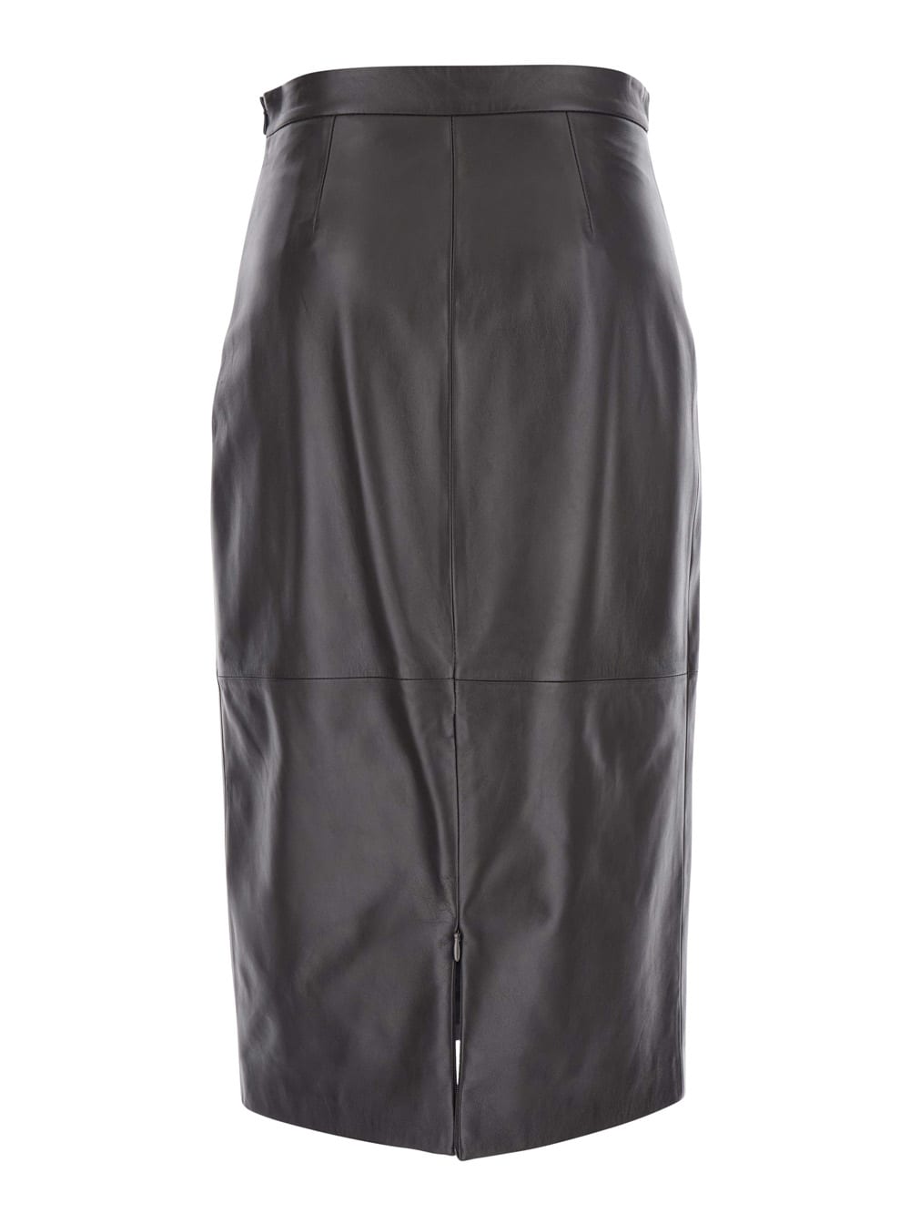 Antonelli Kinder Black Midi Skirt With Rear Single Slit In Leather Woman In Brown