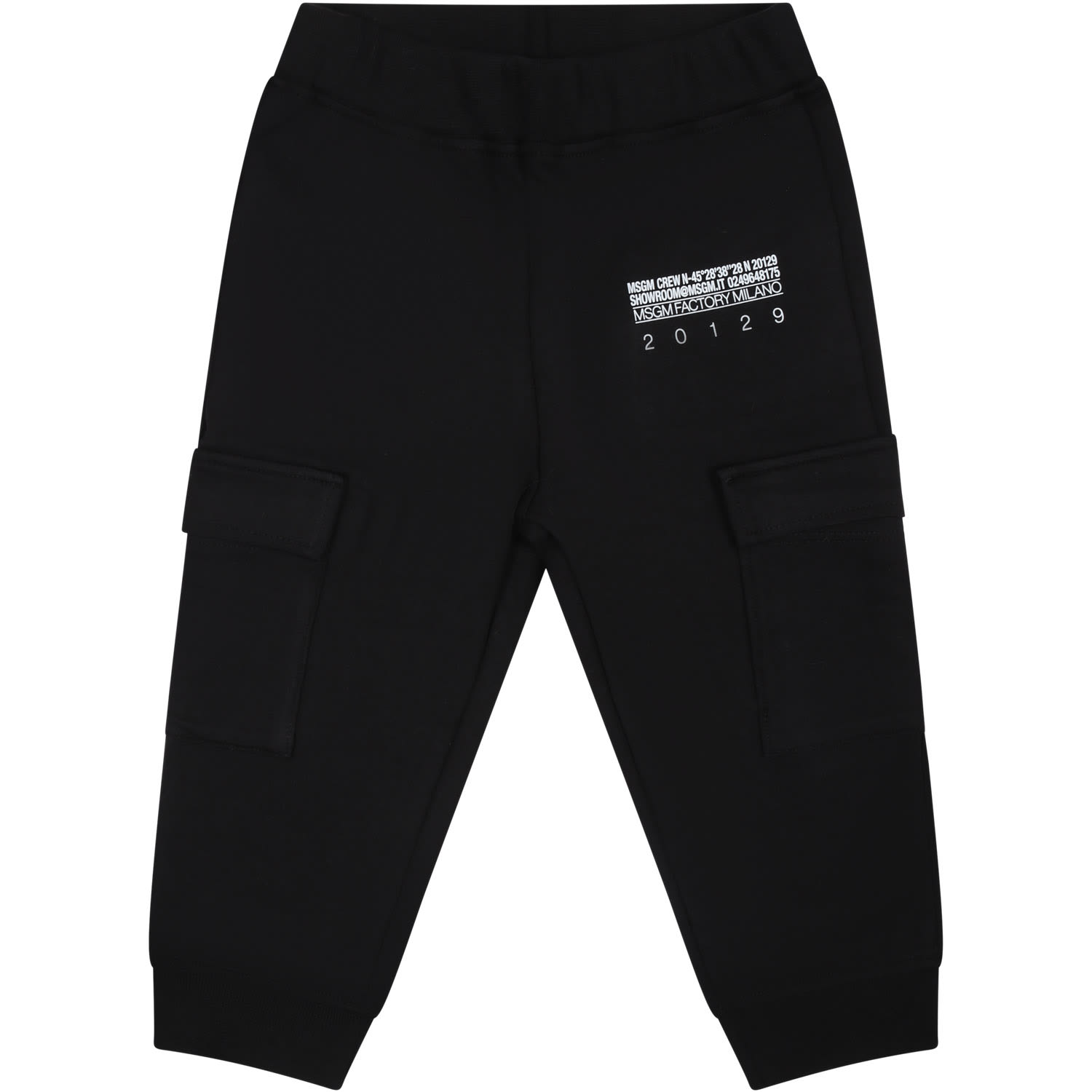 Msgm Black Trousers For Baby Boy With Logo