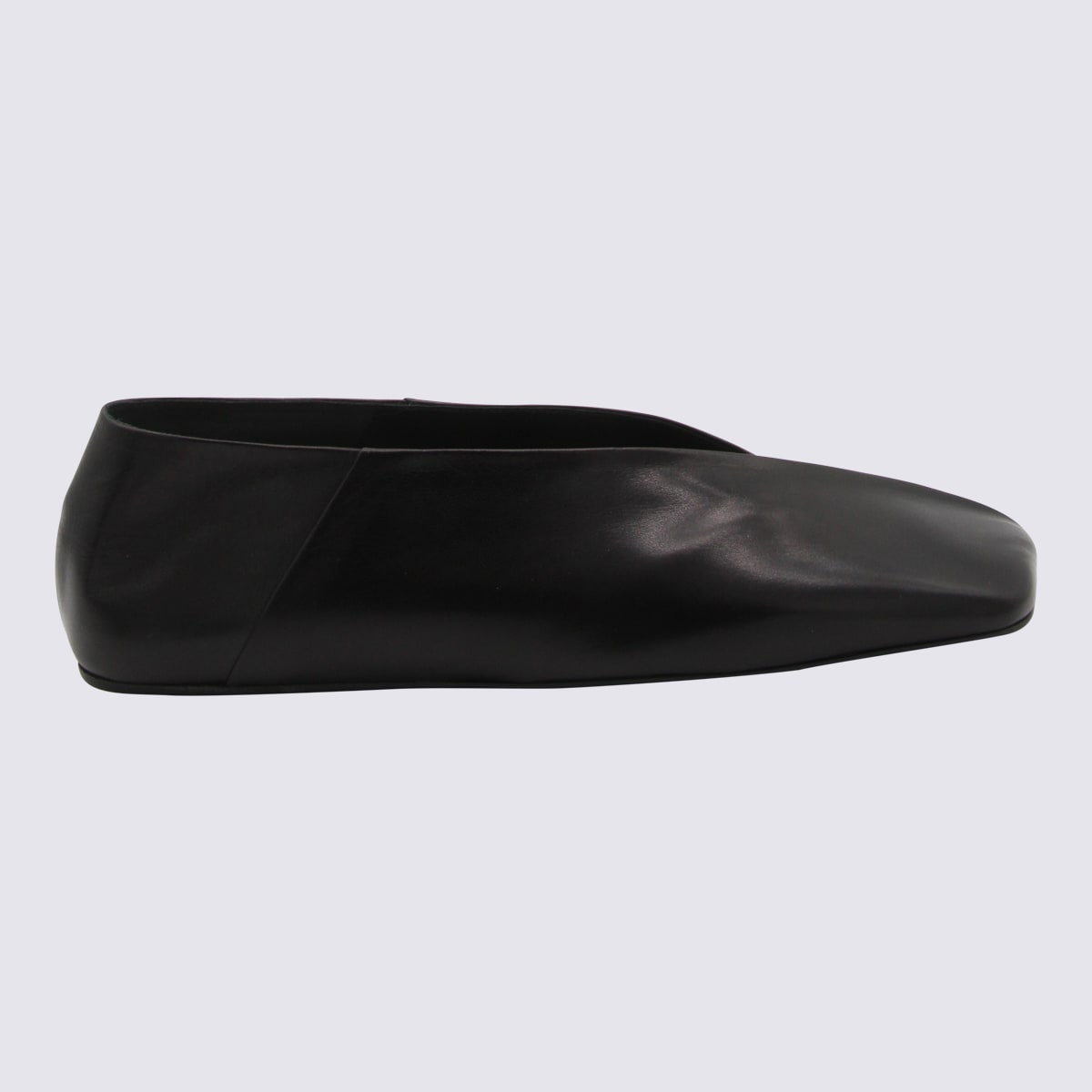 Shop Jil Sander Black Leather Flats